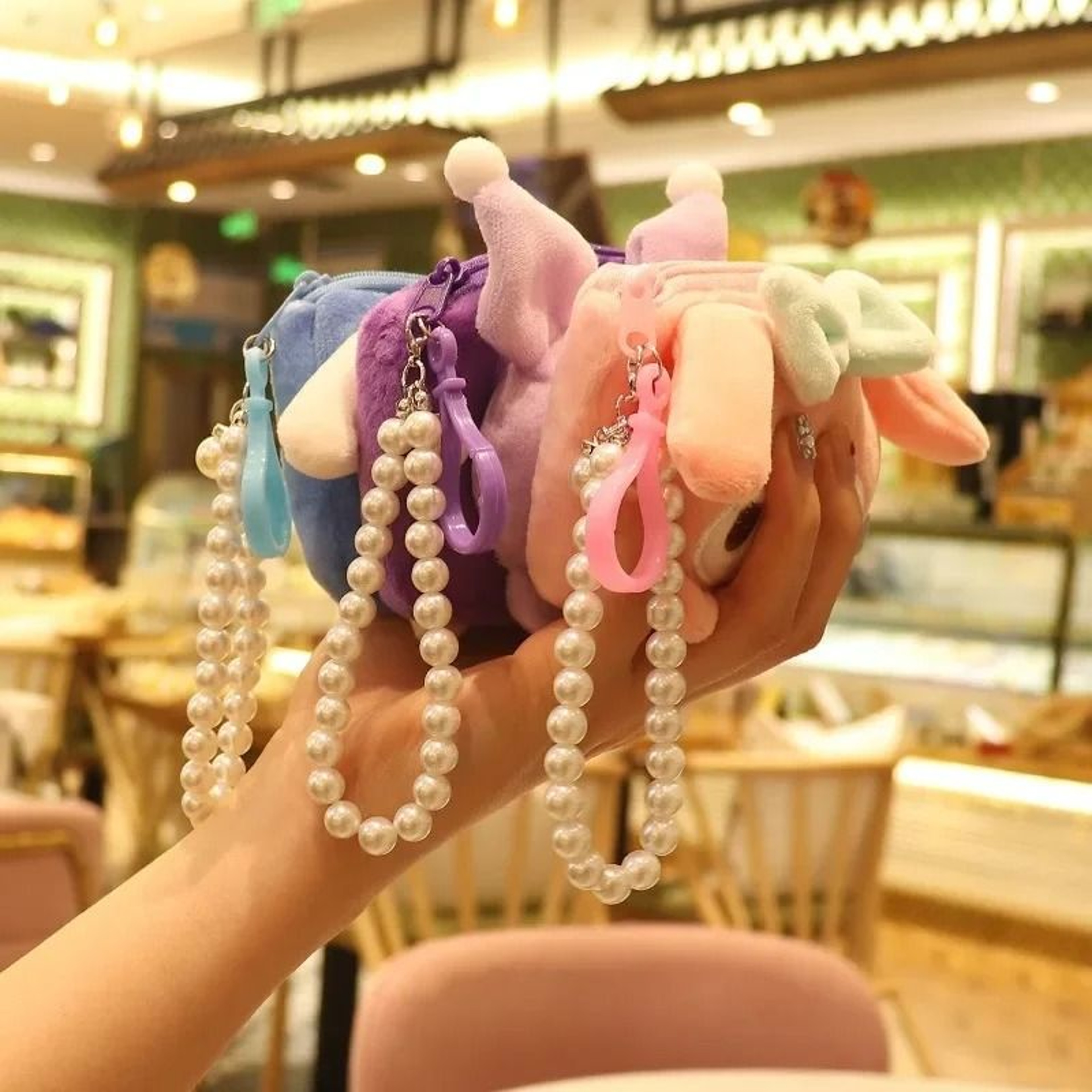 Cute Plush Cartoon Keychain Coin Purse Wallet With Zipper For Girls 9