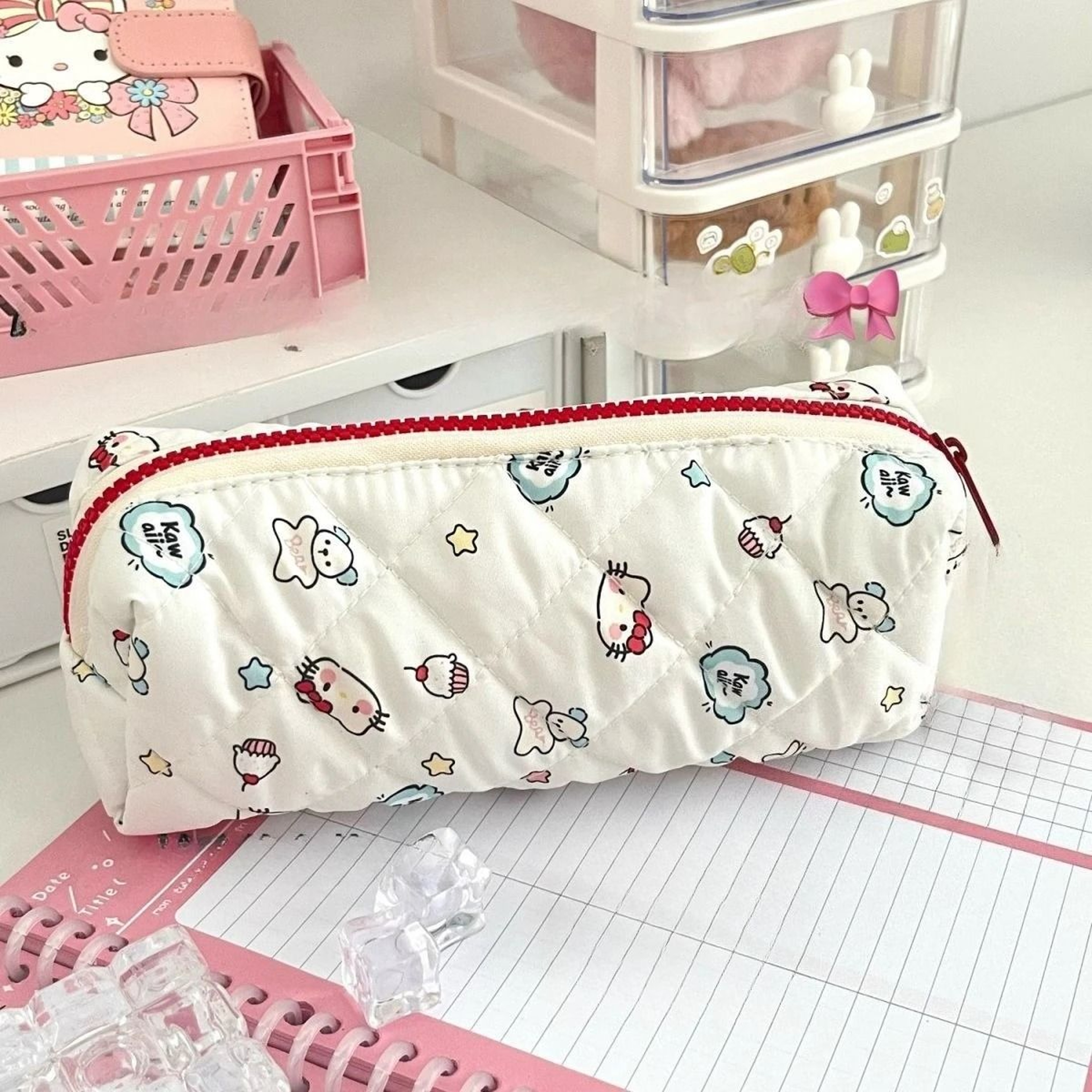 Hello Kitty Large Capacity Cute Cartoon Makeup And Stationery Storage Bag 3