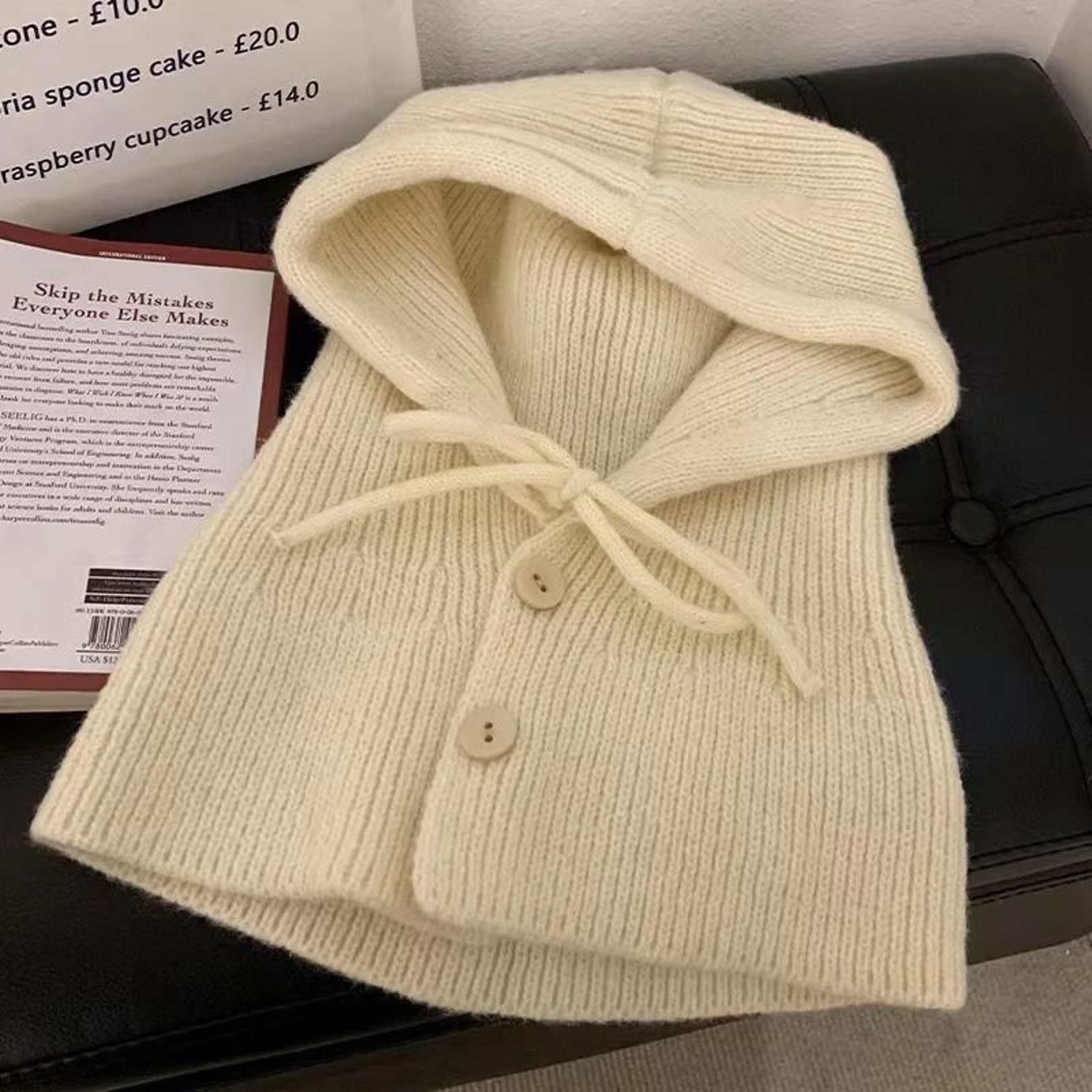 Knitted Hooded Balaclava Beanie With Neck Cover Warm Winter Hat For Women 3