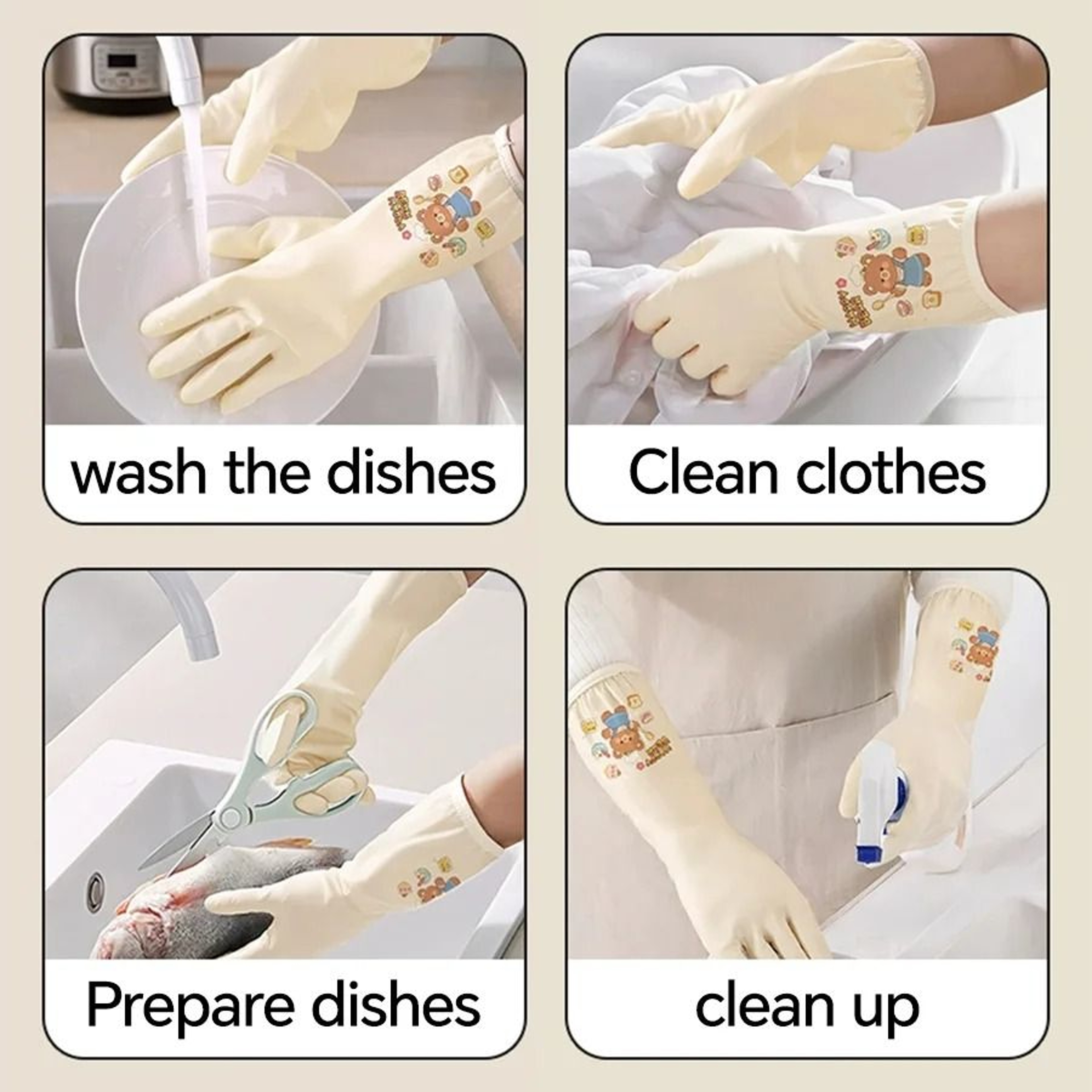 Reusable Waterproof Cleaning Gloves Non Slip Dishwashing Gloves For Household Chores 6