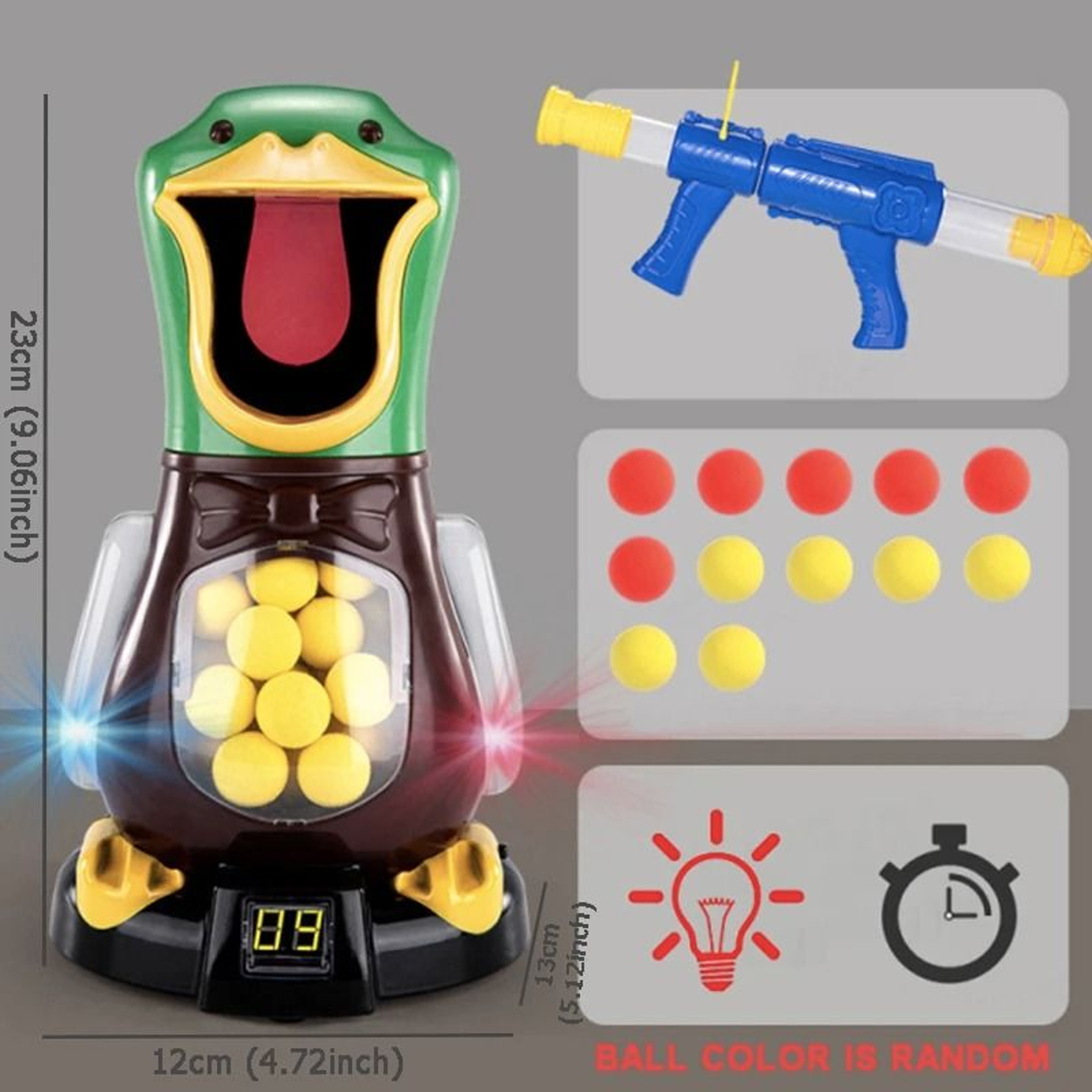 Hungry Duck Shooting Toy Soft Bullet Target Game With Scoring Lights For Kids 3