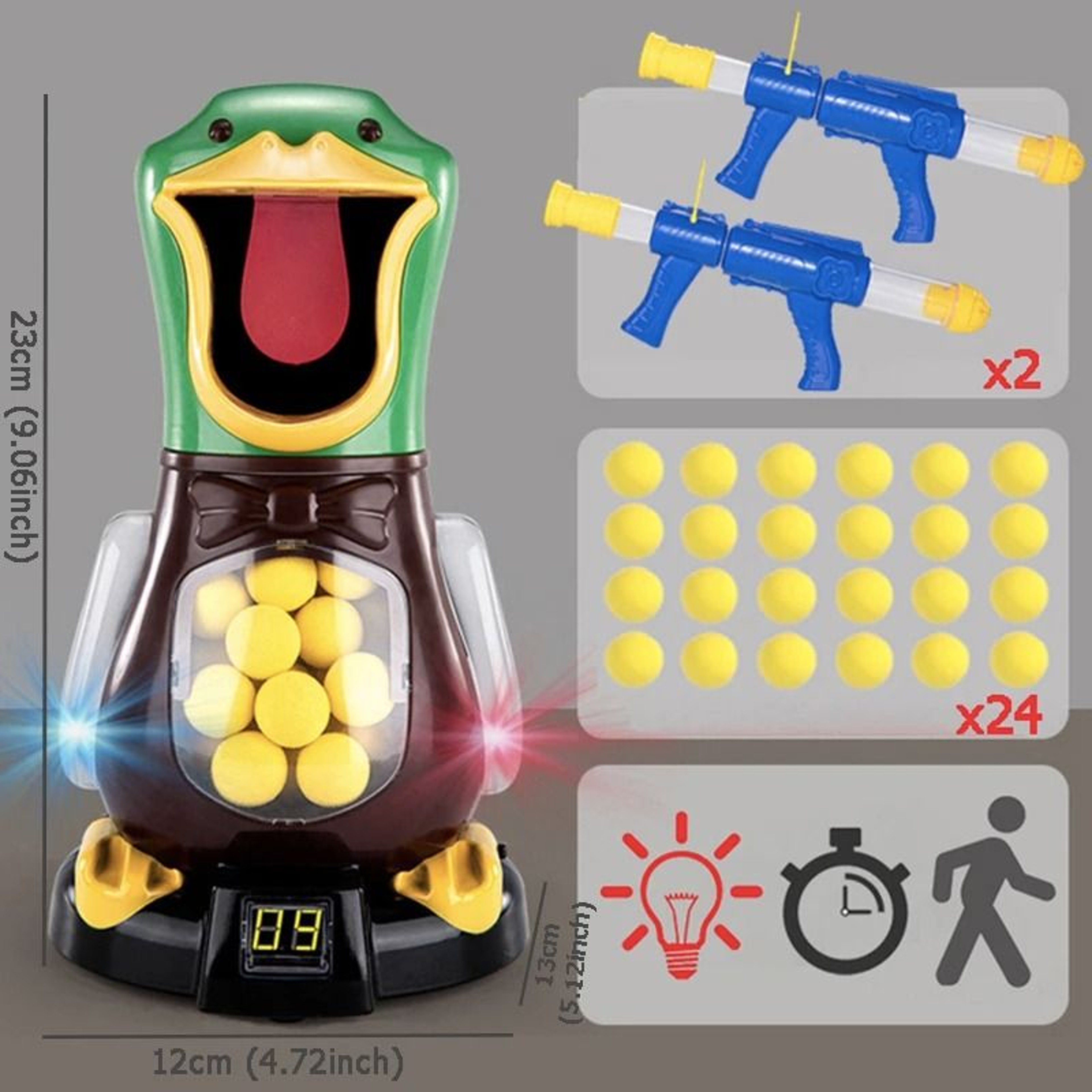 Hungry Duck Shooting Toy Soft Bullet Target Game With Scoring Lights For Kids 2