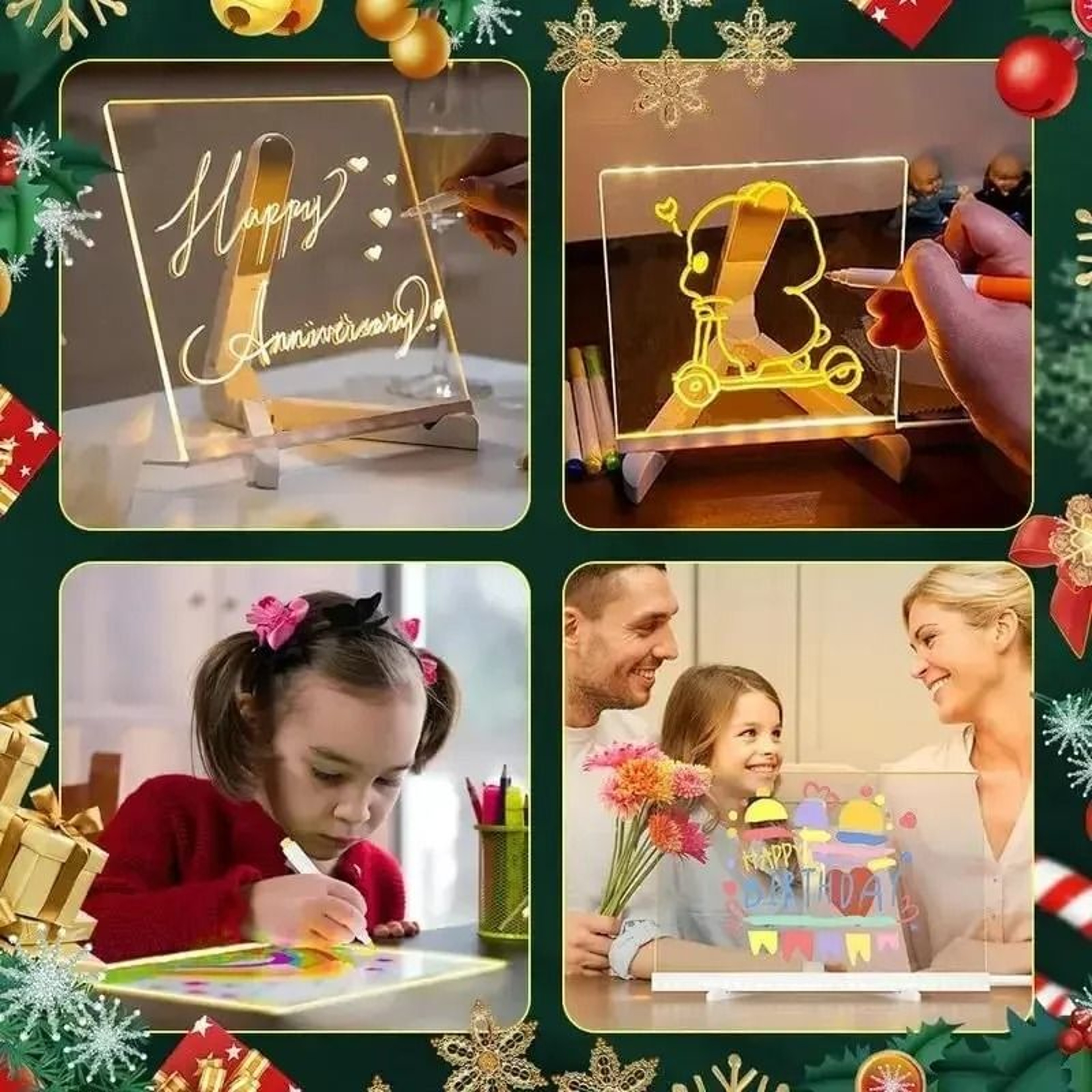 LED Light Up Drawing Board Erasable Glow Board With Markers For Kids 4