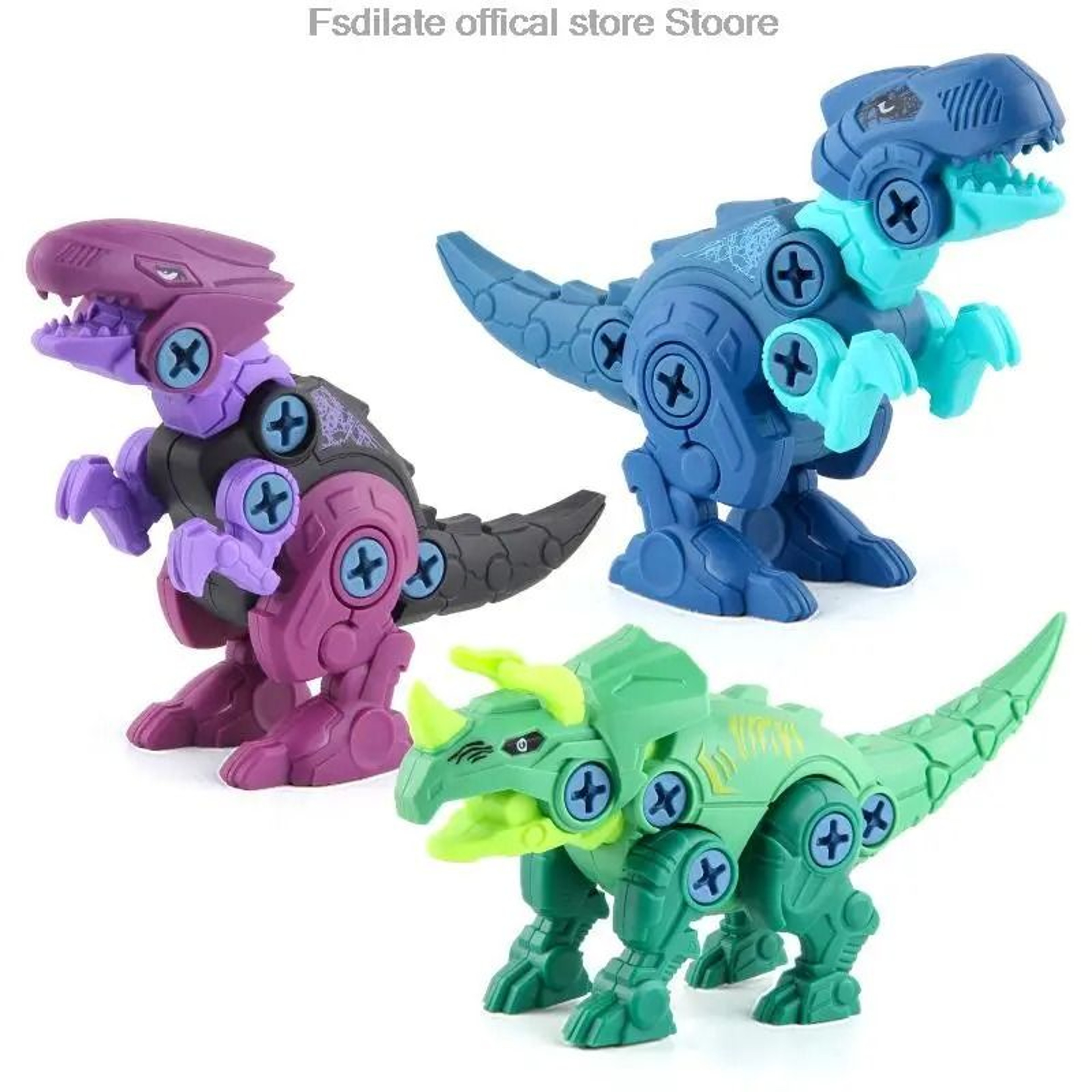 DIY T Rex Dinosaur Building Block Toy With Mini Electric Drill For Kids 6