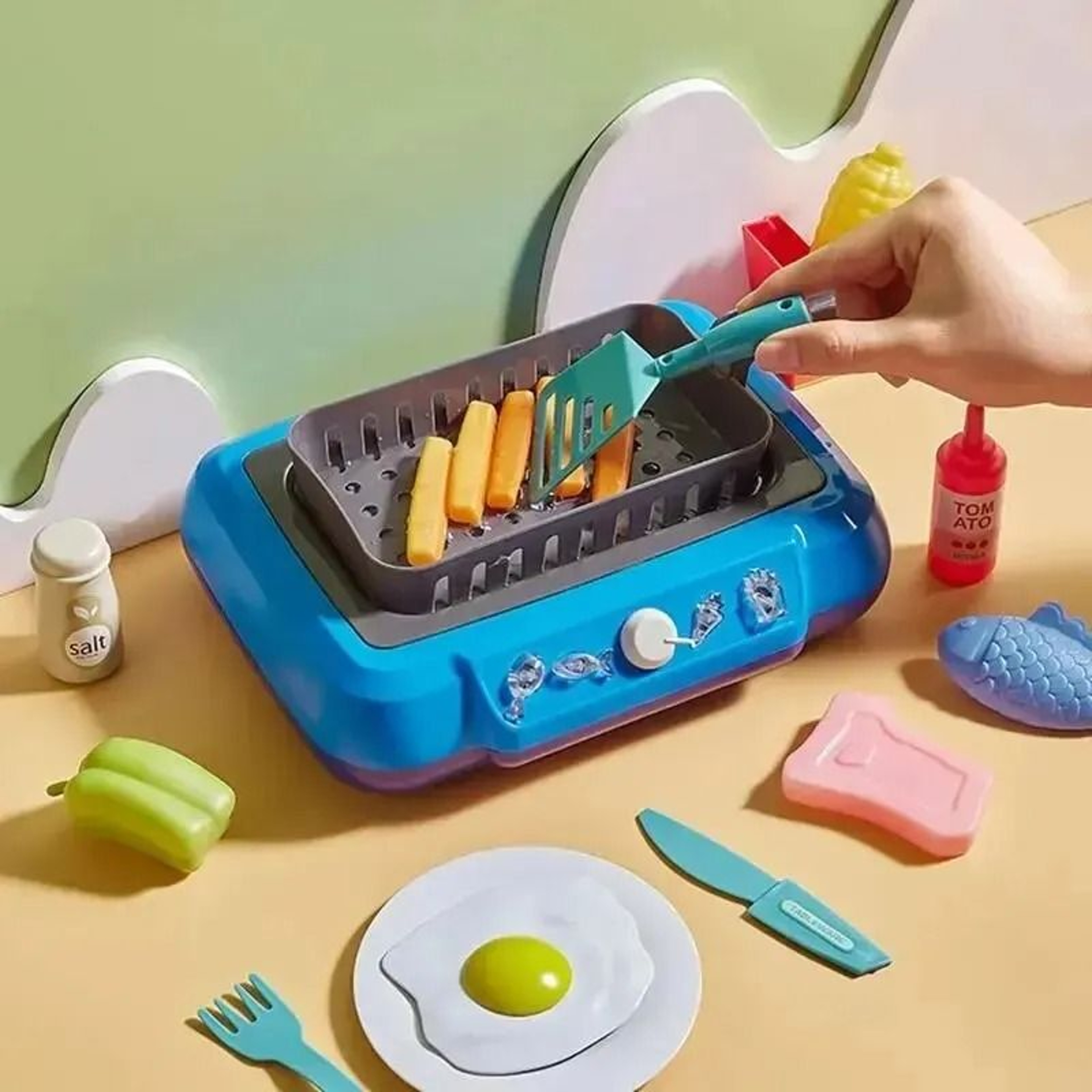 DIY Kids Kitchen Playset Pretend Cooking Toy With 20 Piece Food Set 2