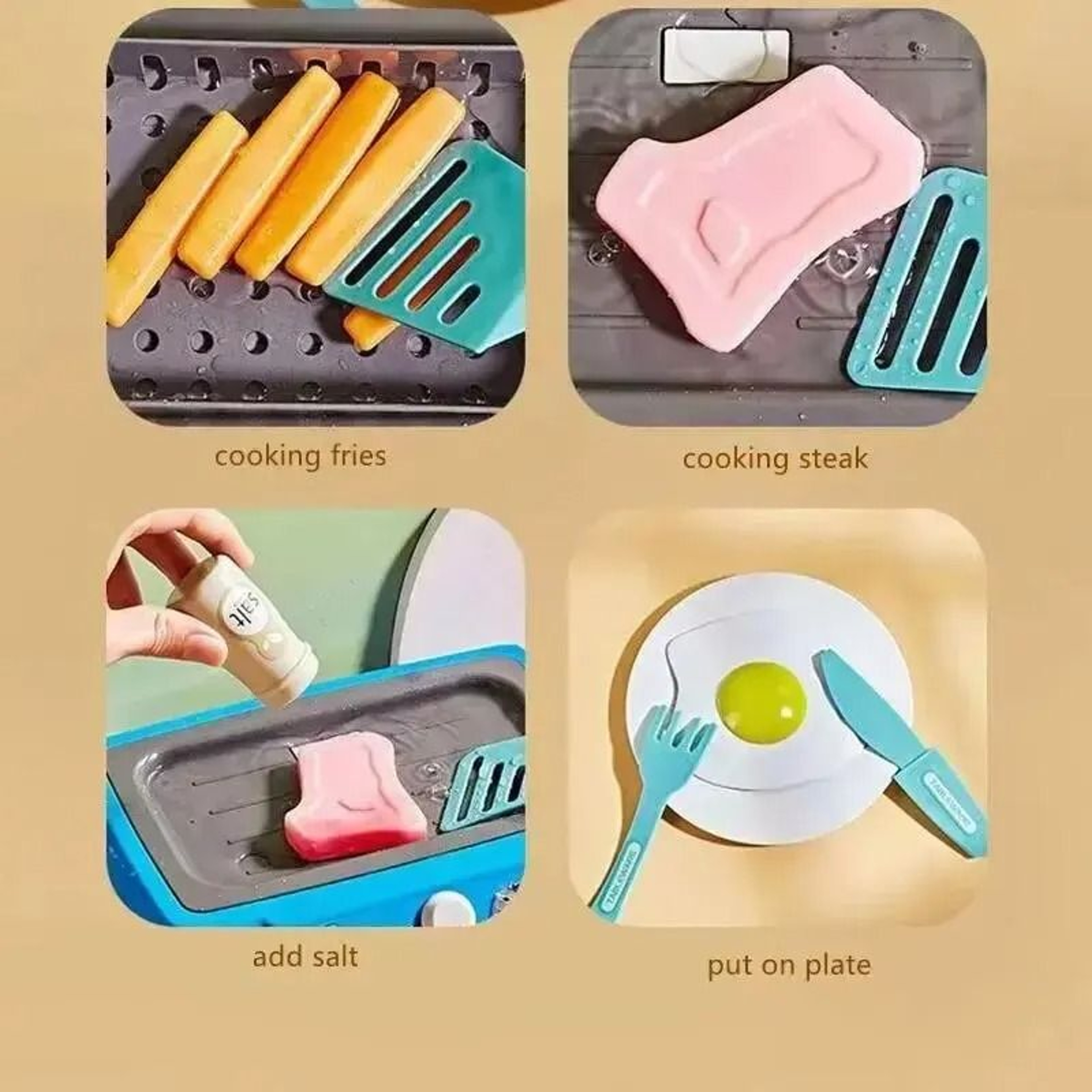 DIY Kids Kitchen Playset Pretend Cooking Toy With 20 Piece Food Set 5