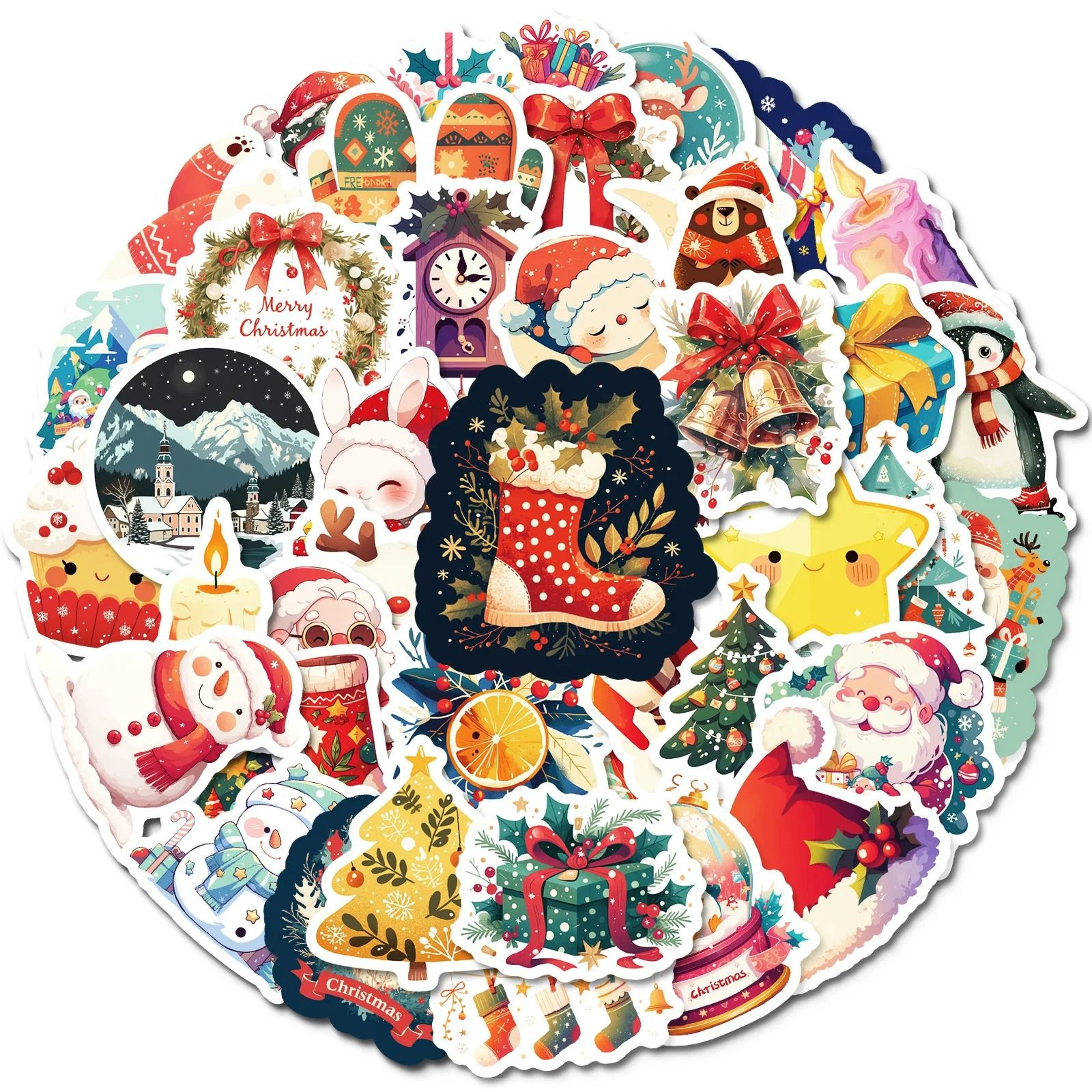 Cute Christmas And New Year Cartoon Stickers Pack 50pcs 2