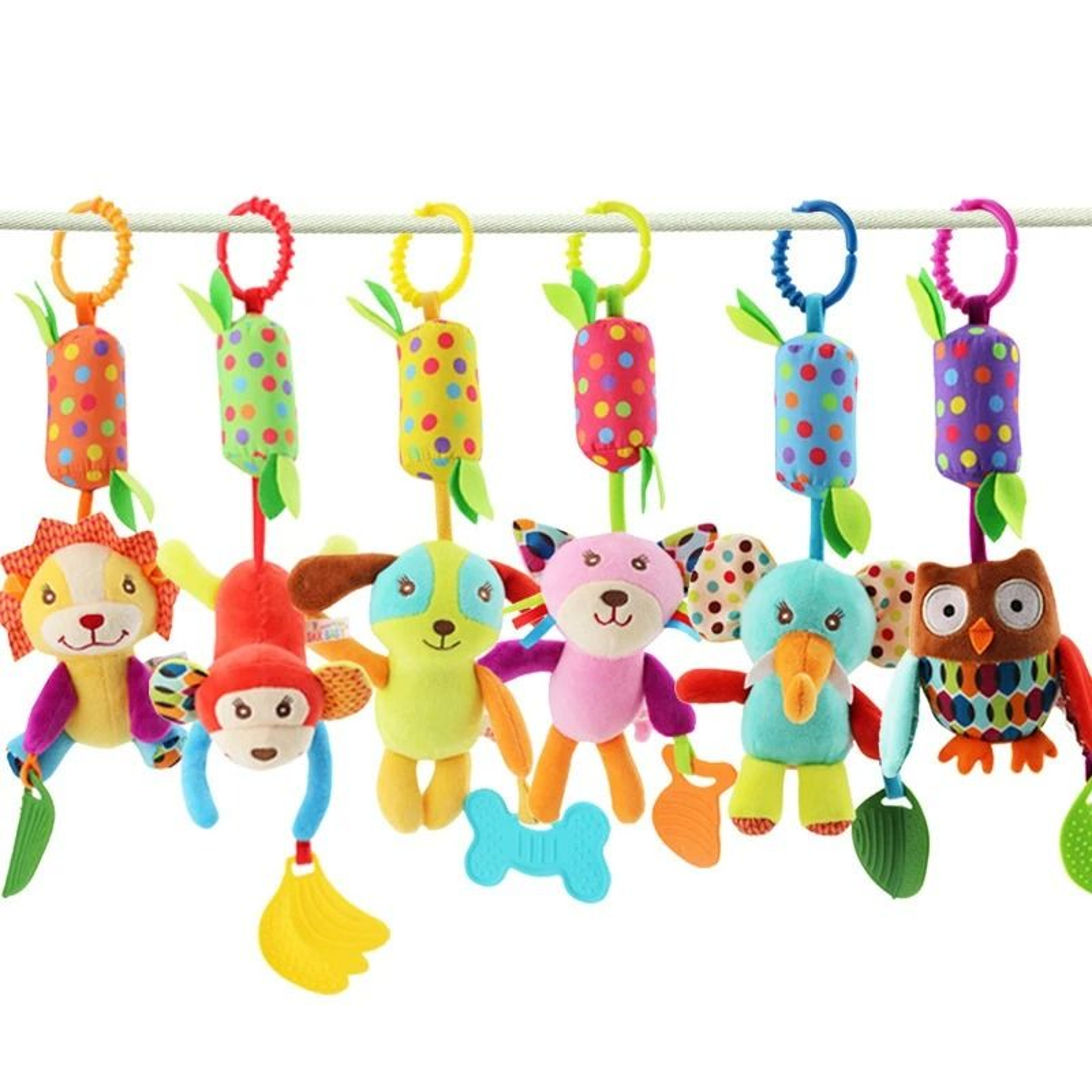 Baby Plush Stroller Toy Hanging Rattle Mobile With Cartoon Animals 0