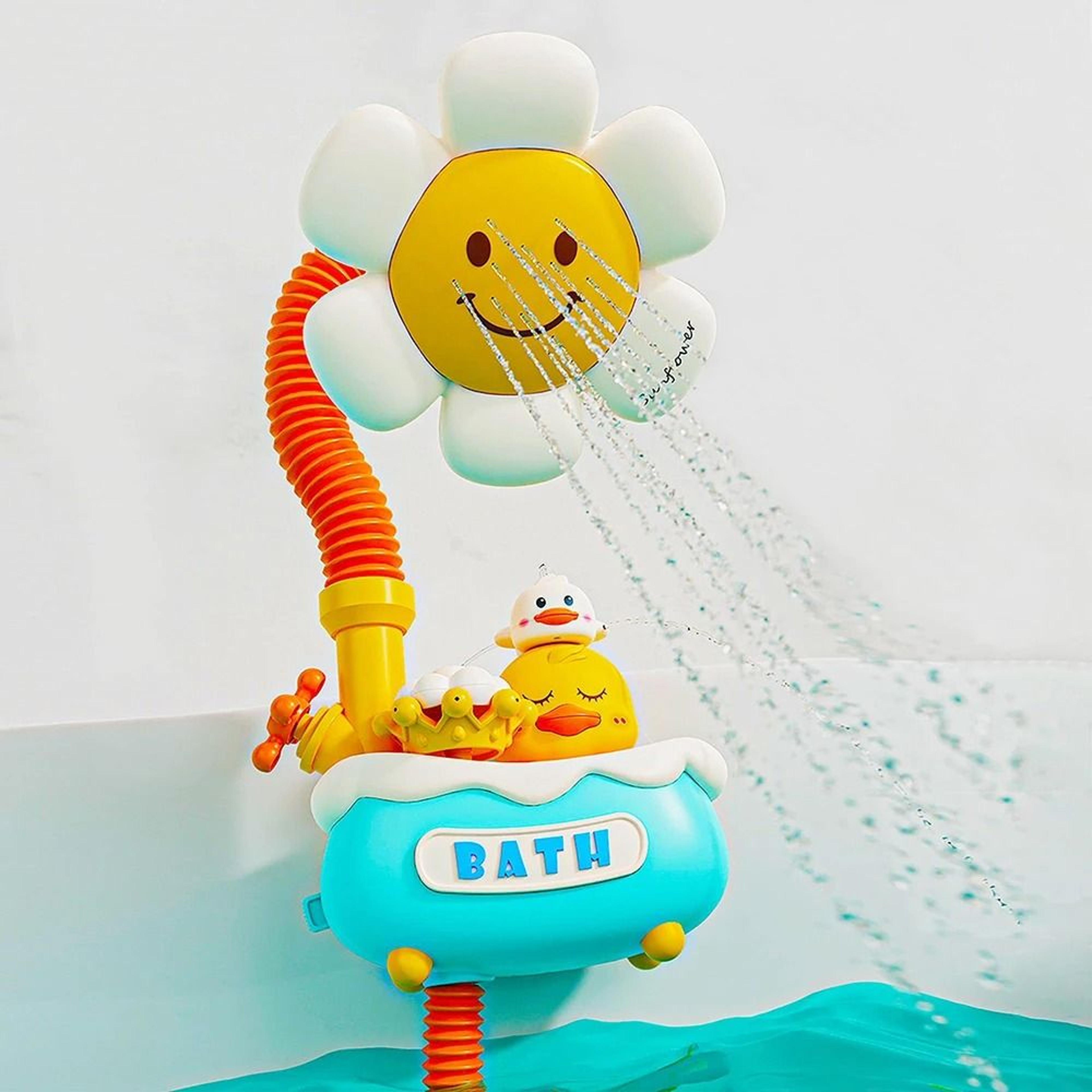 Rainbow Bath Water Slide Toy Duck Track Educational Shower Play Set For Kids 8