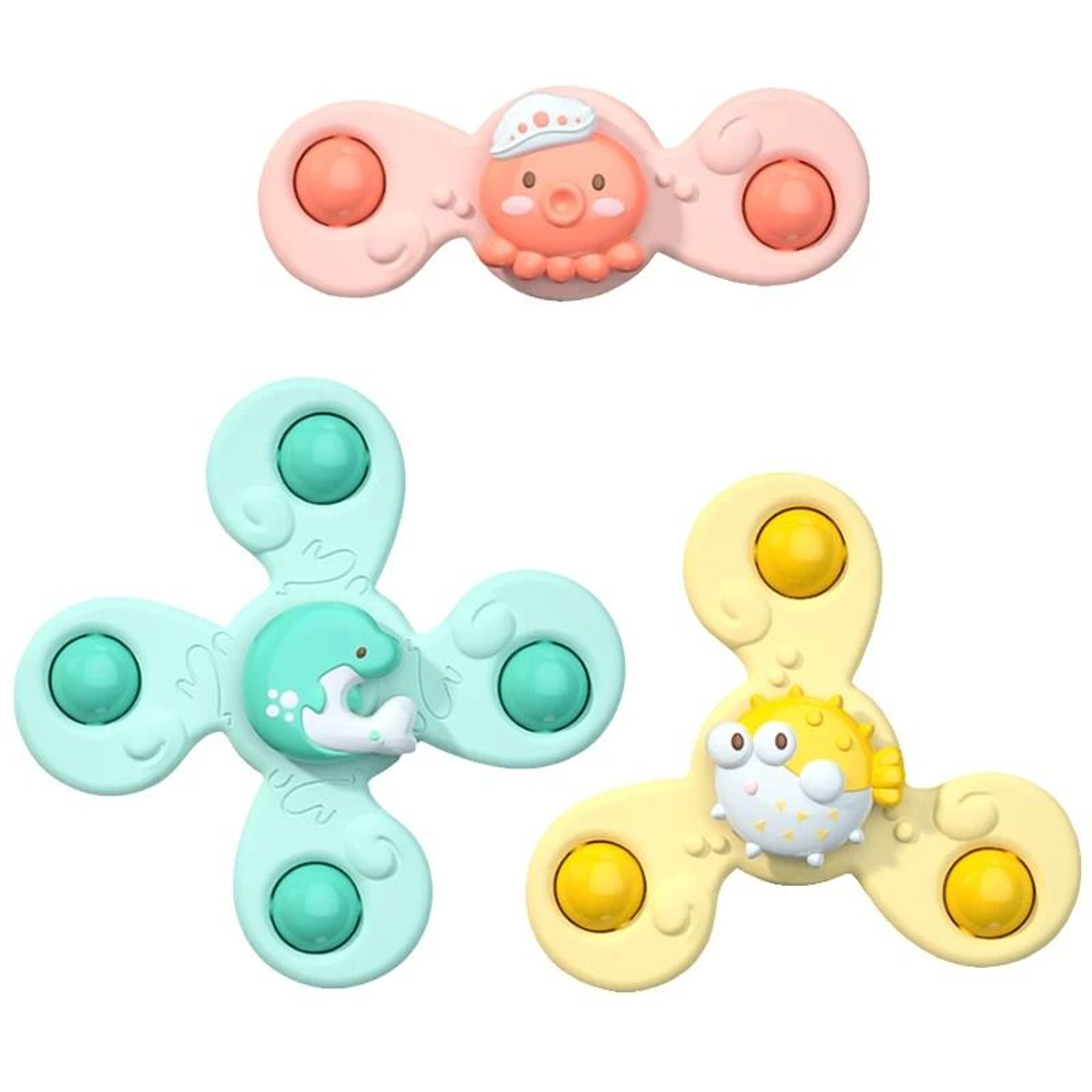 Montessori Suction Spinner Bath Toy Baby Sensory Teether Rattle 7