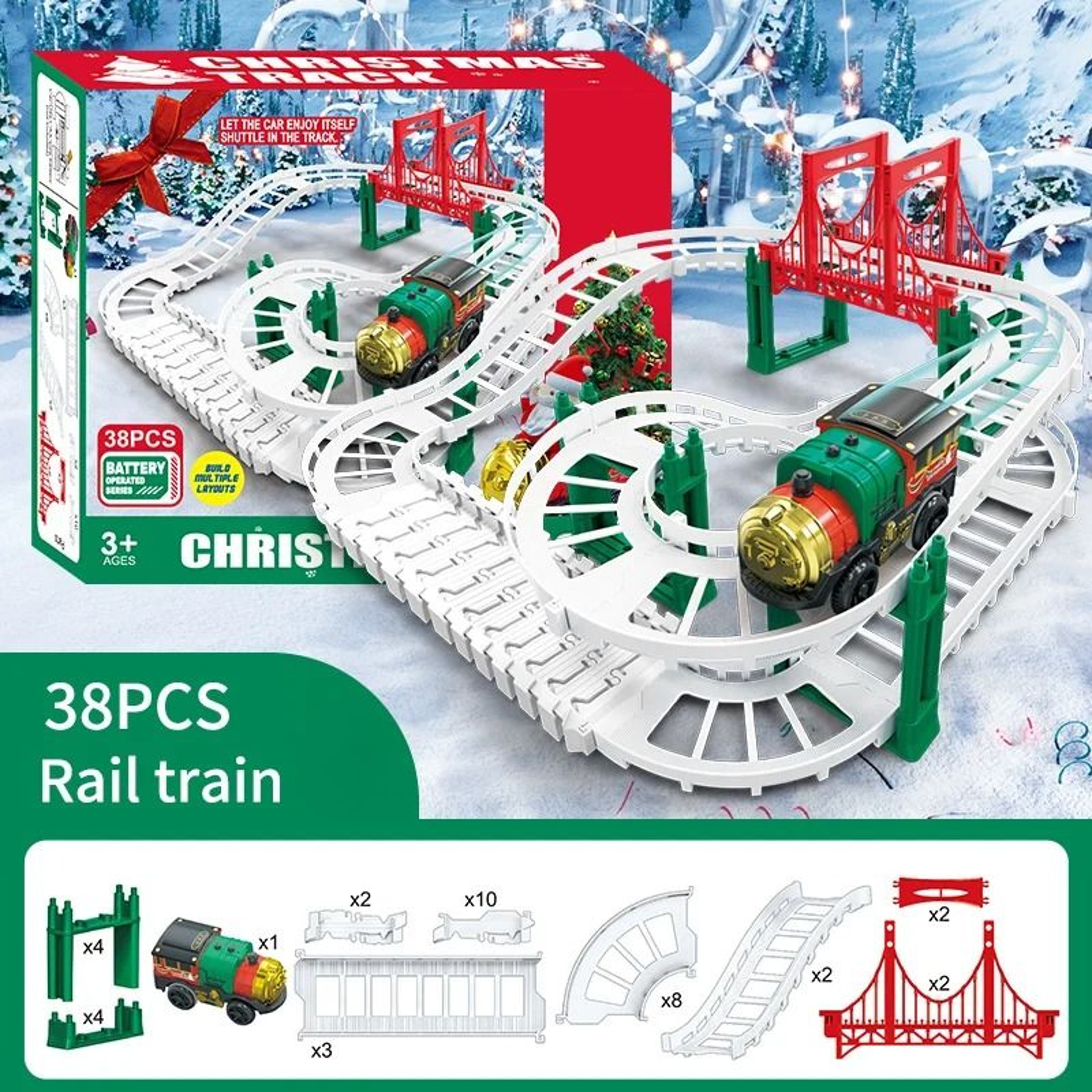 Christmas Electric Track Car Train Toy Kids Educational Racing Track Set 1