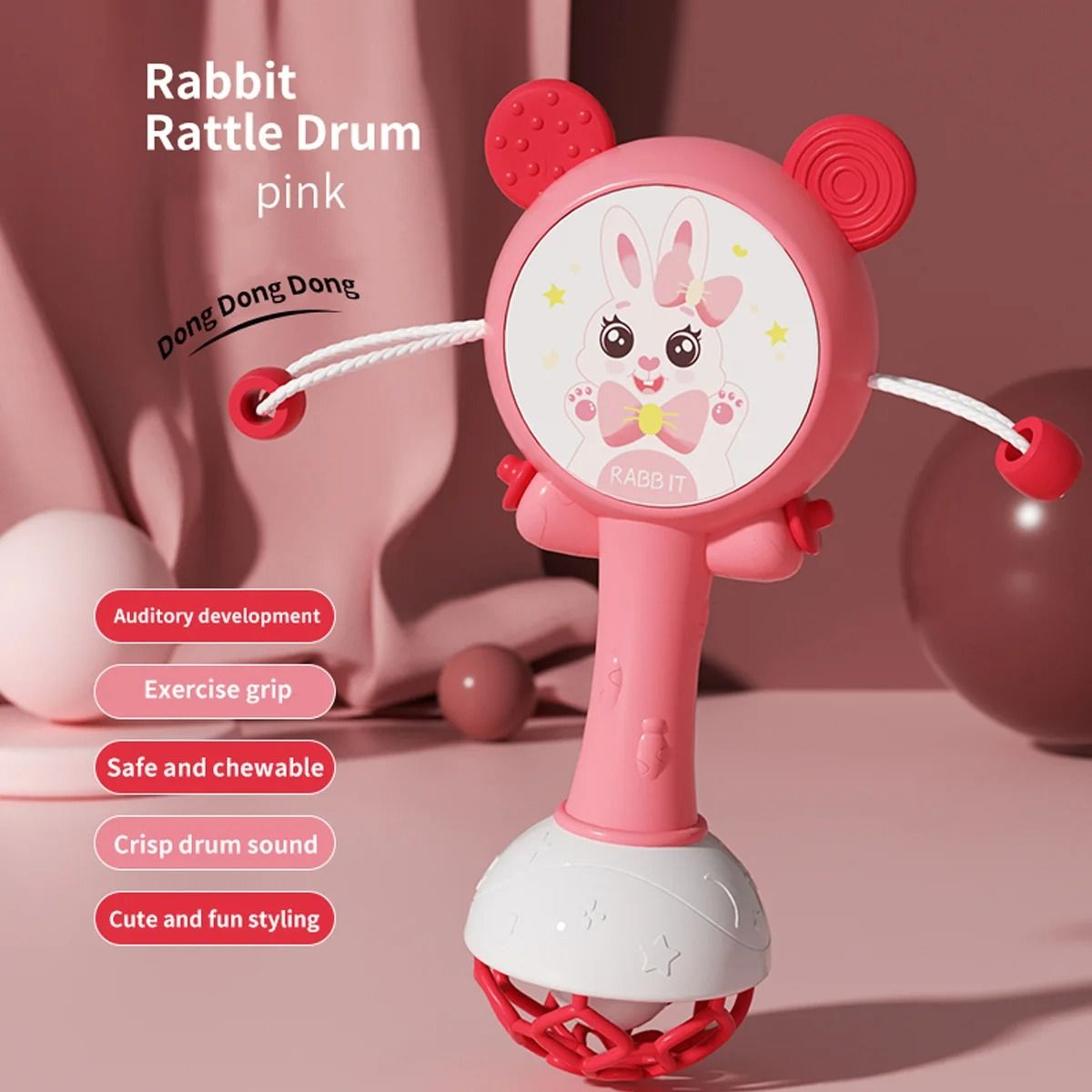 Baby Rattle Teether Toy Hand Bell Mobile Early Learning Sensory Toy 8
