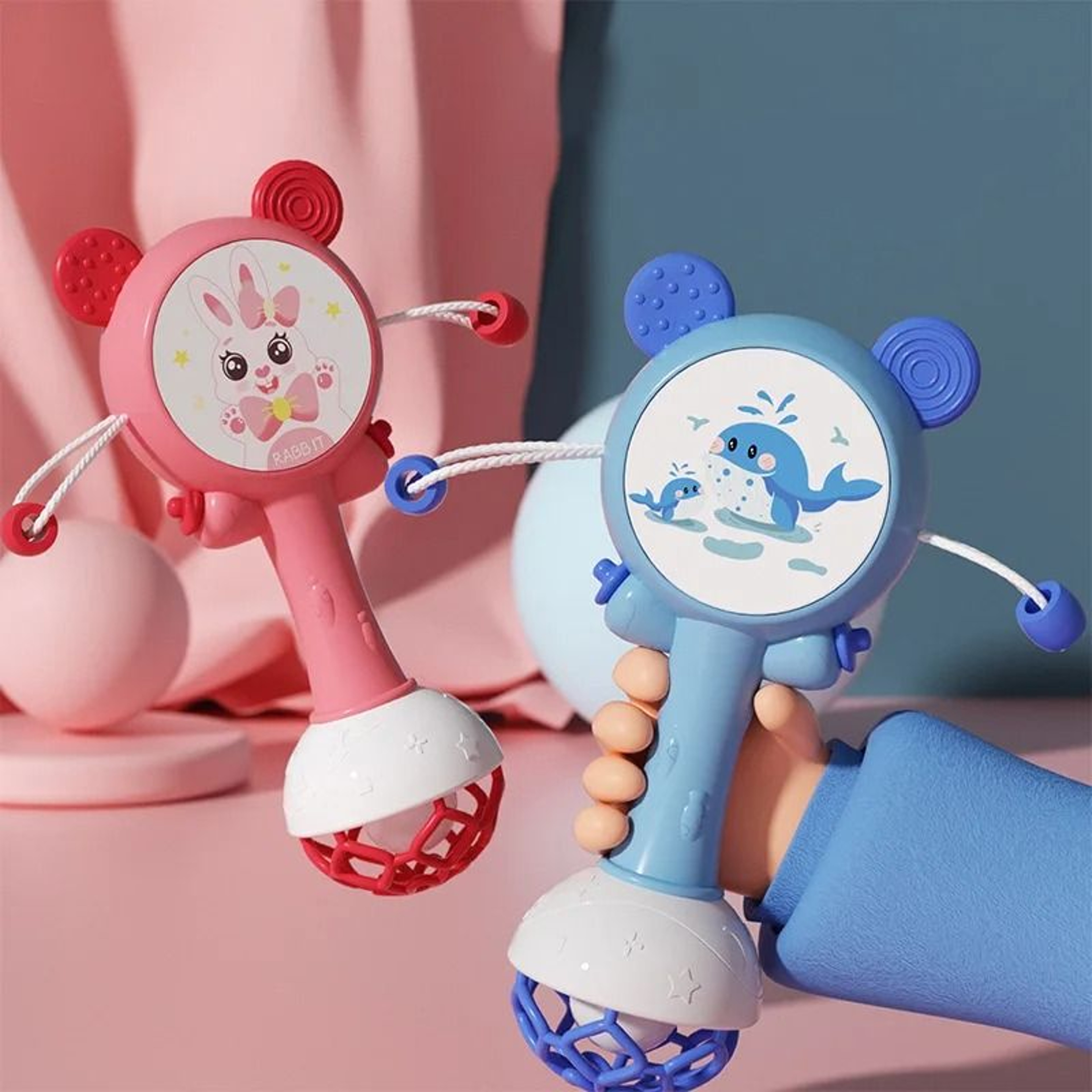Baby Rattle Teether Toy Hand Bell Mobile Early Learning Sensory Toy 0
