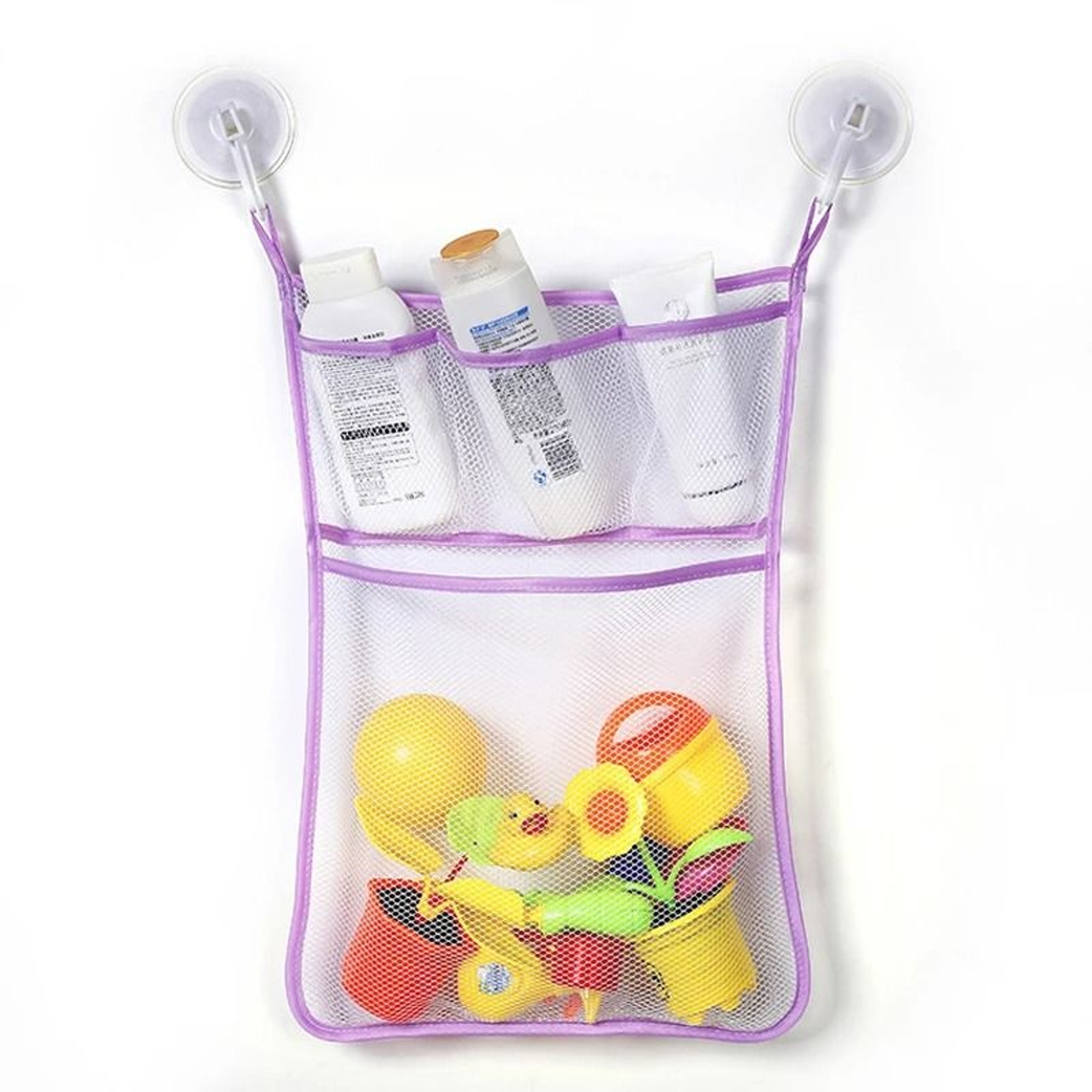 Bath Toy Storage Mesh Net Organizer With Suction Cups Duck Frog Design 6