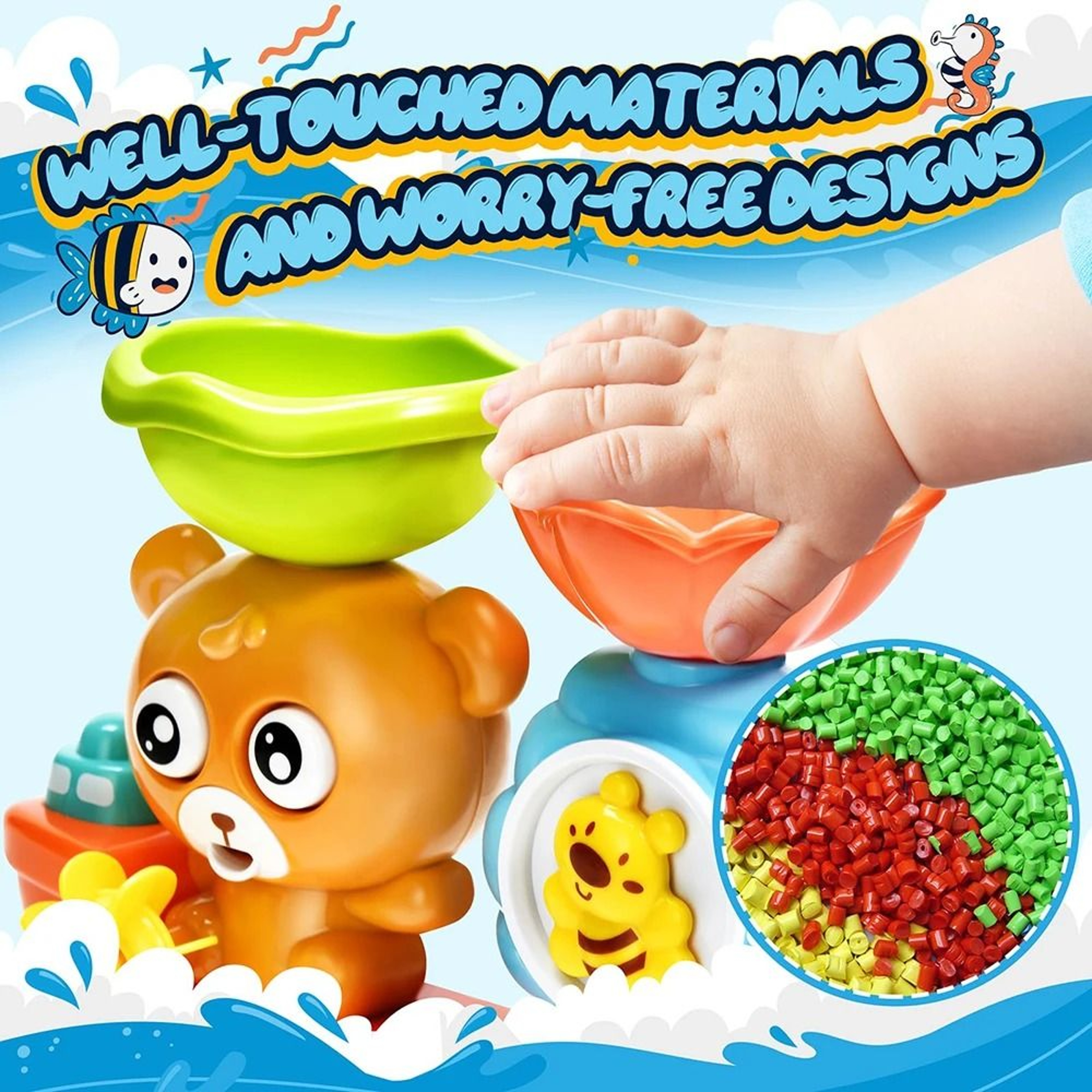 Baby Bath Toy Suction Cup Wall Water Play Track 5