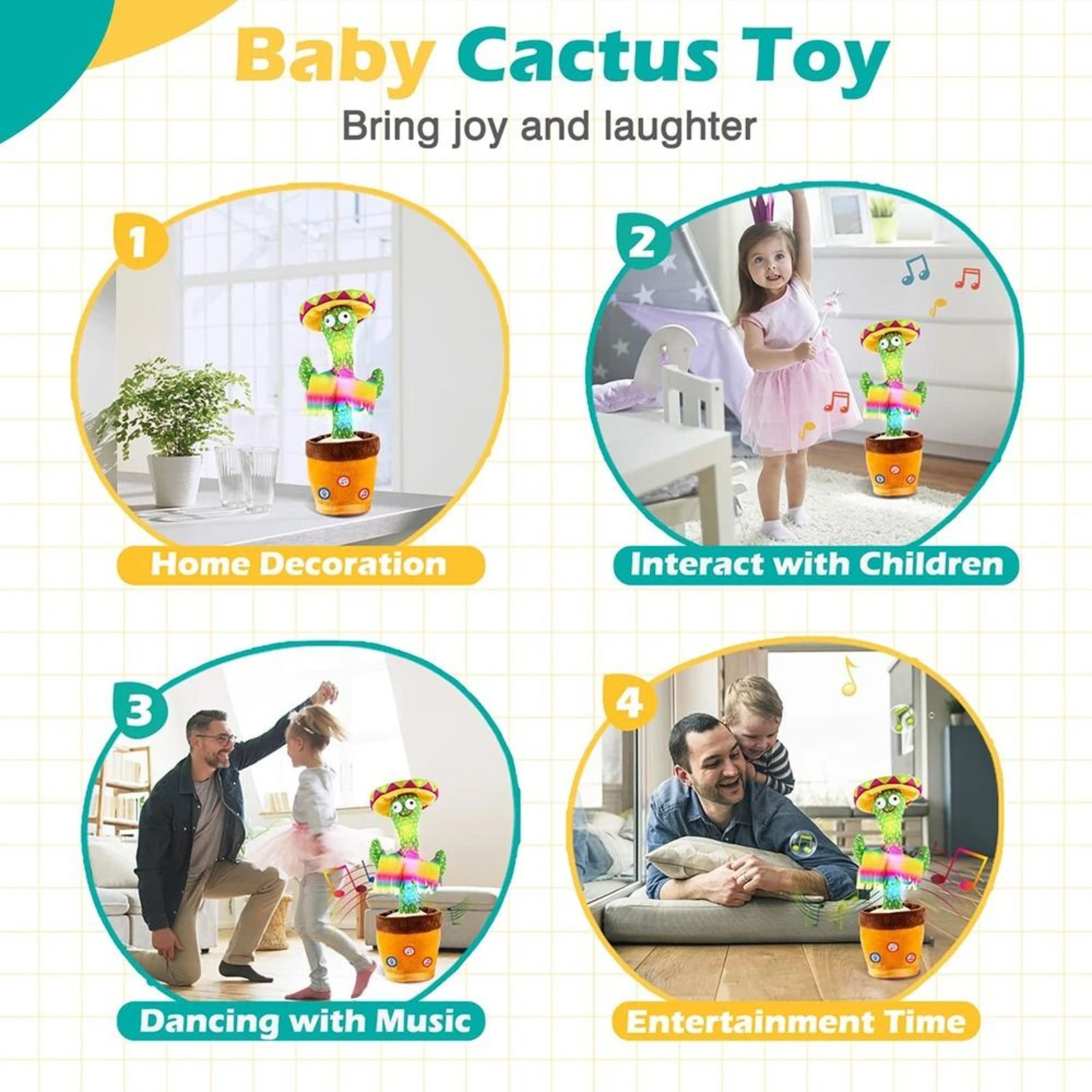 Dancing Talking Cactus Toy Singing Mimic Plush For Kids 8
