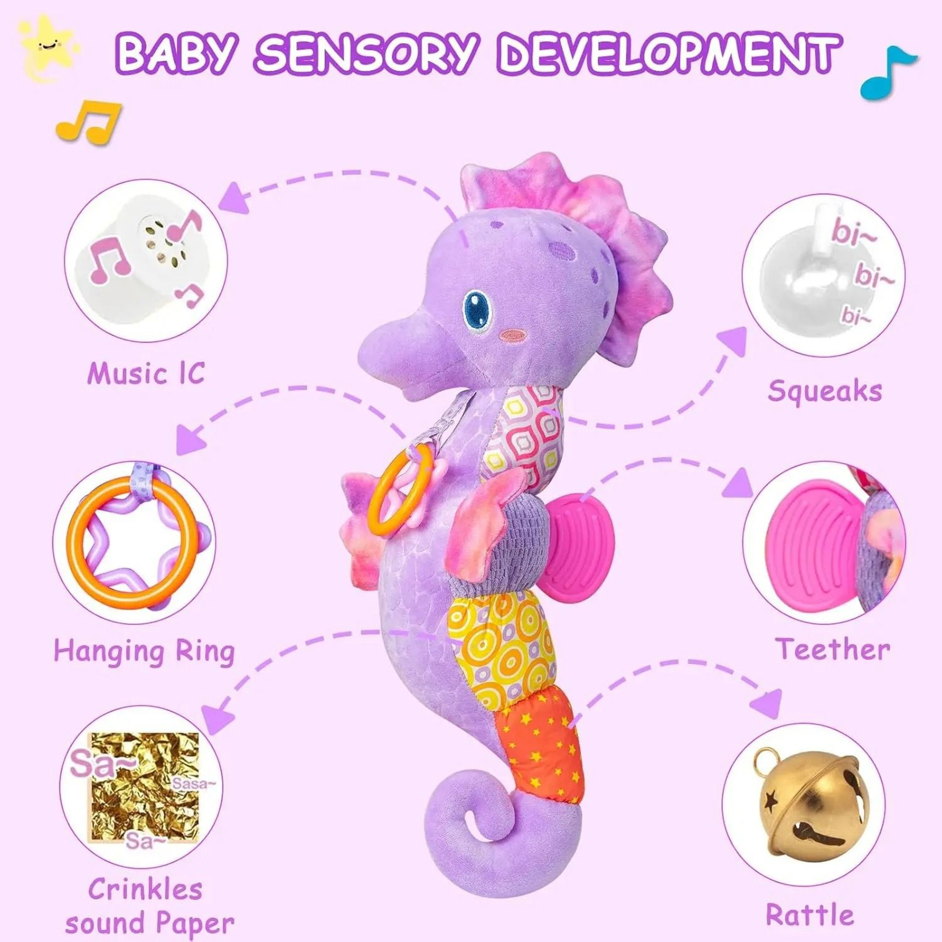Baby Rattles Toys Soft Musical Stuffed Animal Sensory Toy 7