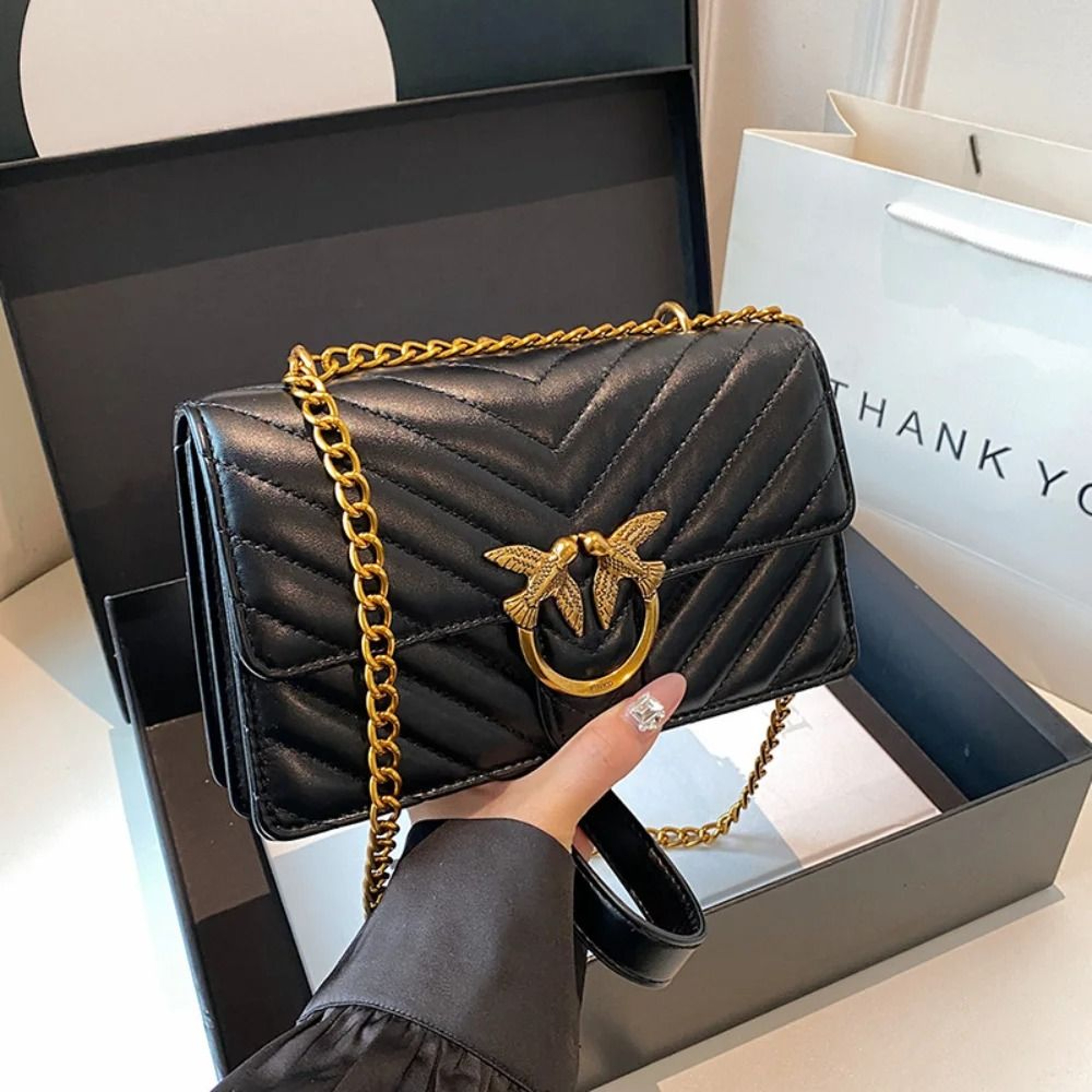 High End Chain Crossbody Swallow Small Square Bag 11