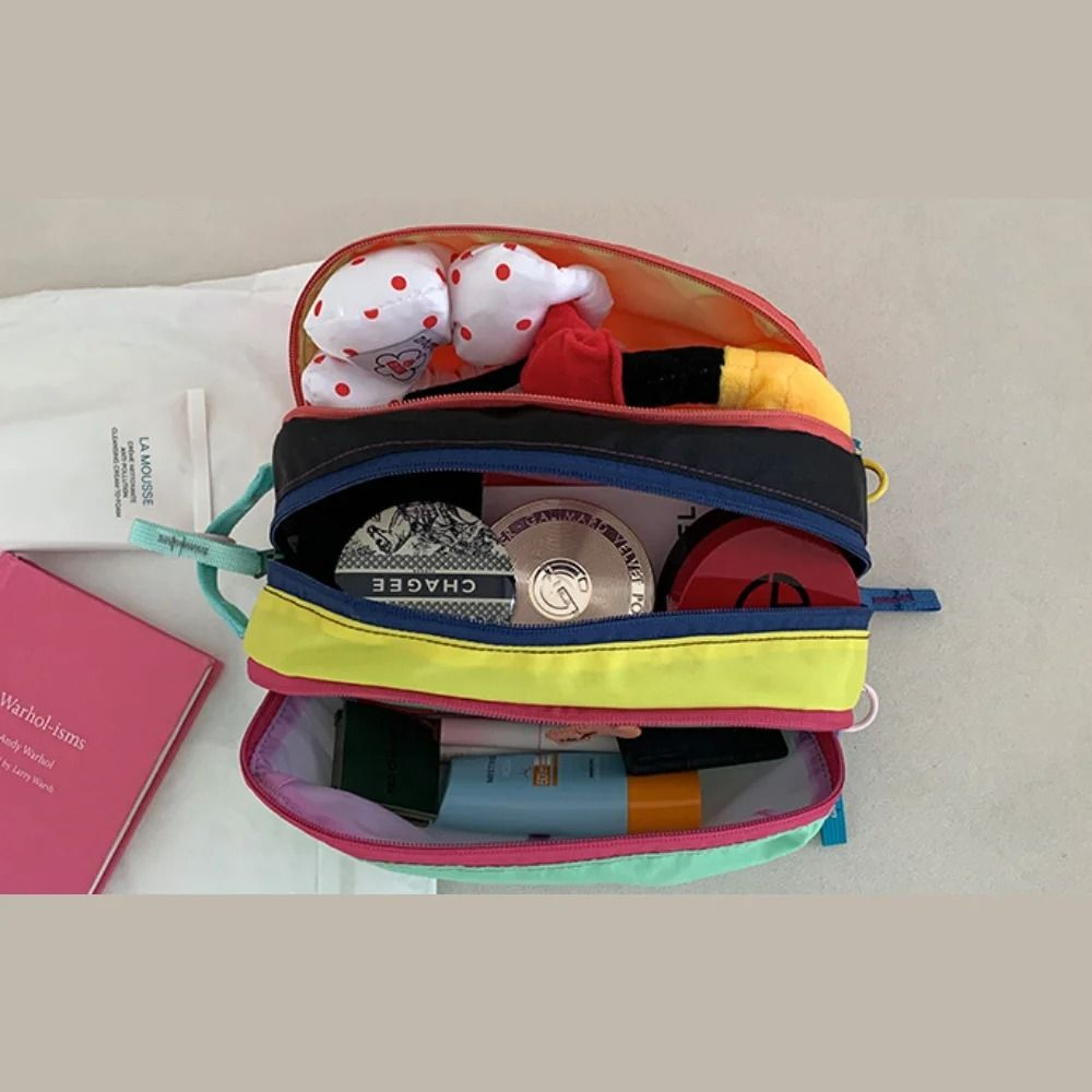 Eco Friendly Color Block Travel Wash Bag Outdoor Handbag 8