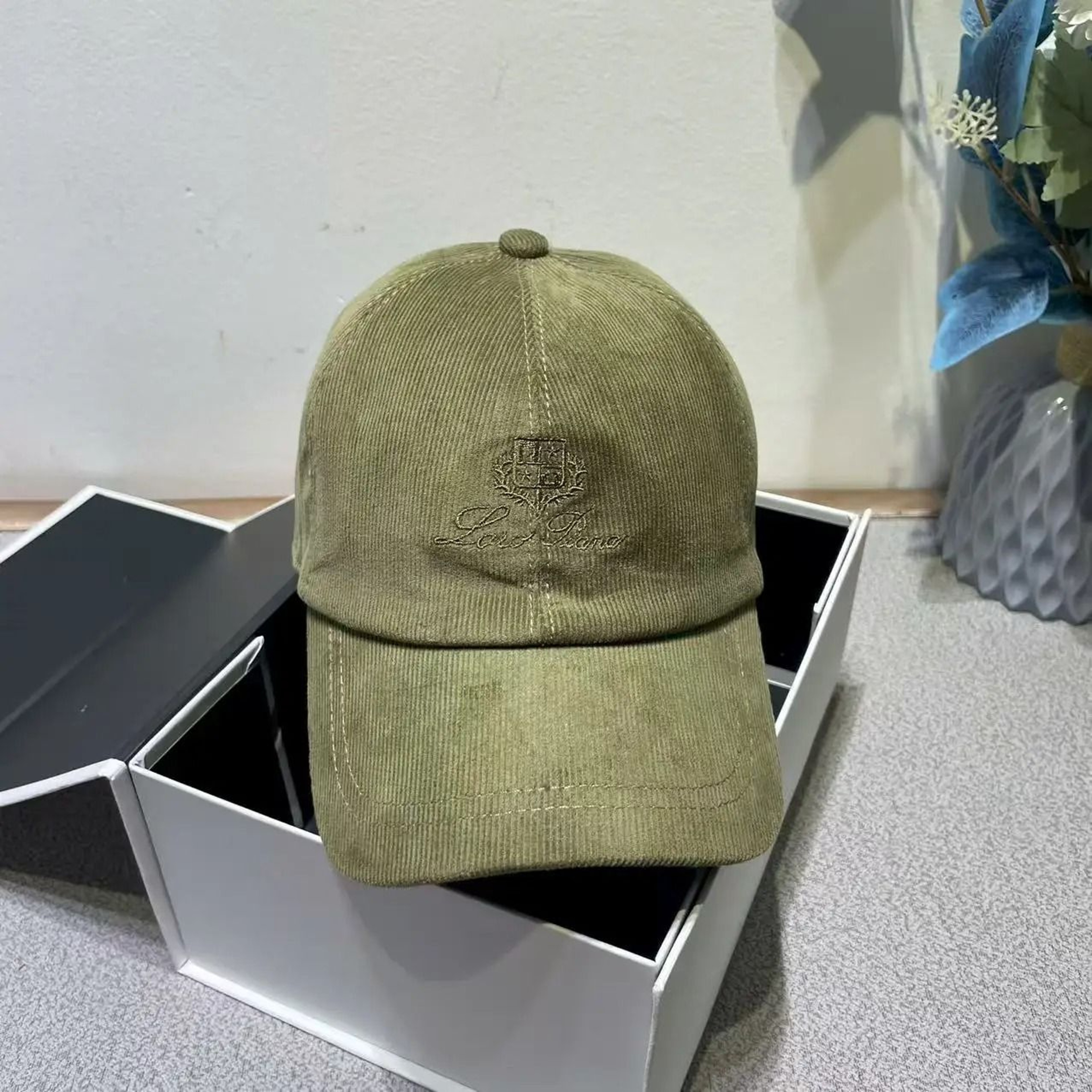 Ribbed Velvet Embroidered Letter Baseball Cap With Adjustable Velcro Fit 5