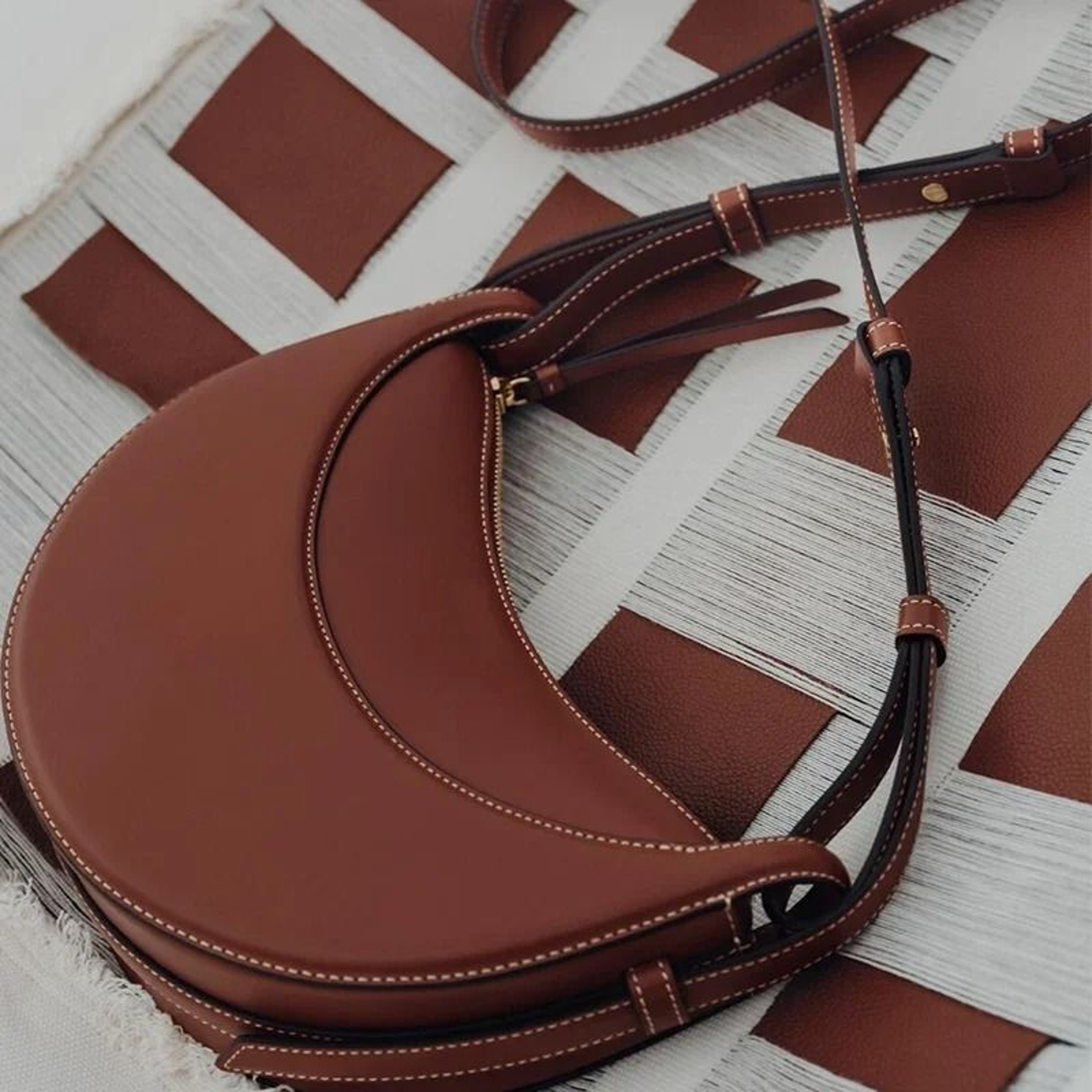 Genuine Leather Crescent Crossbody Shoulder Bag For Women 0