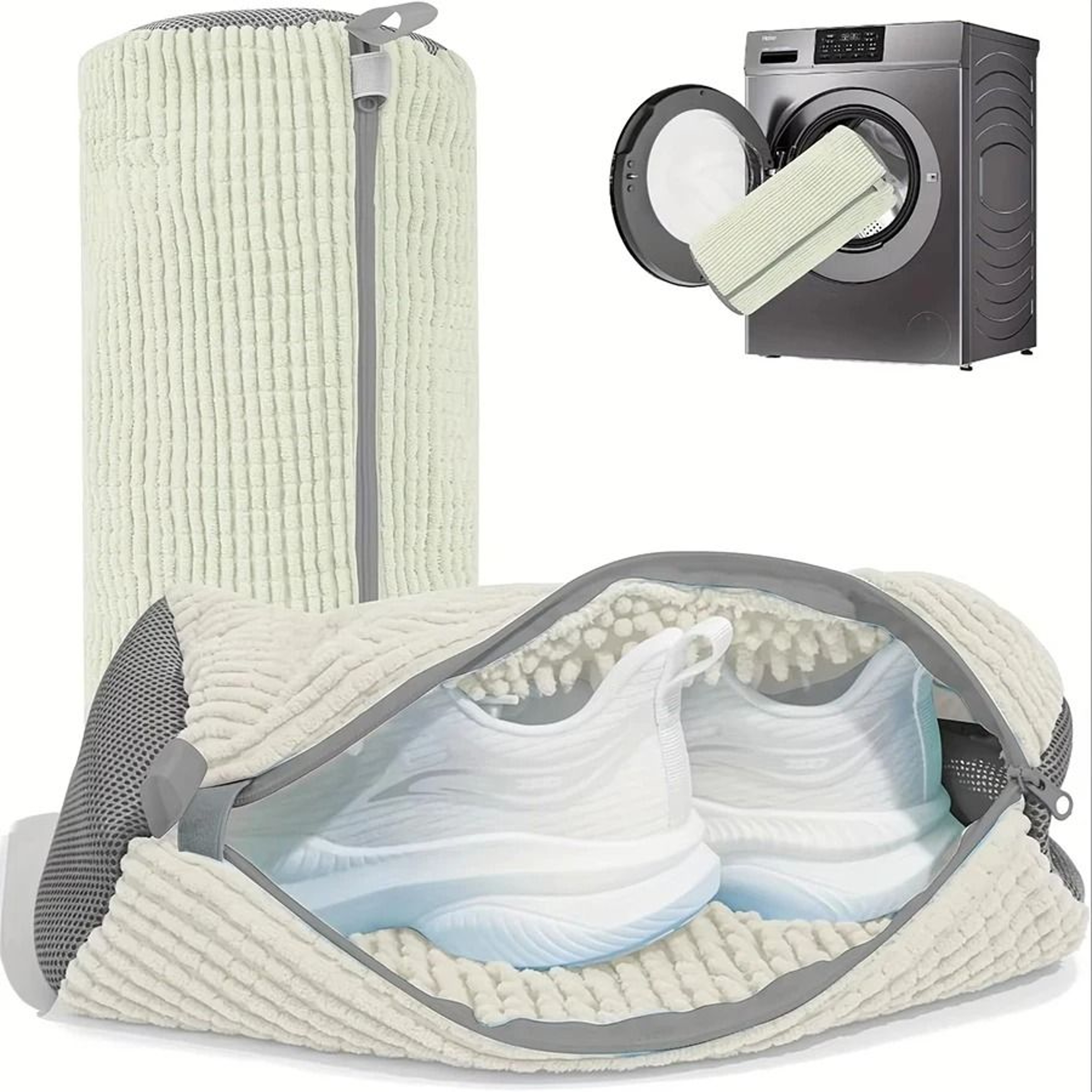 360 Degree Fluffy Shoe Washing Bag Reusable Laundry Cleaner With Zipper 3