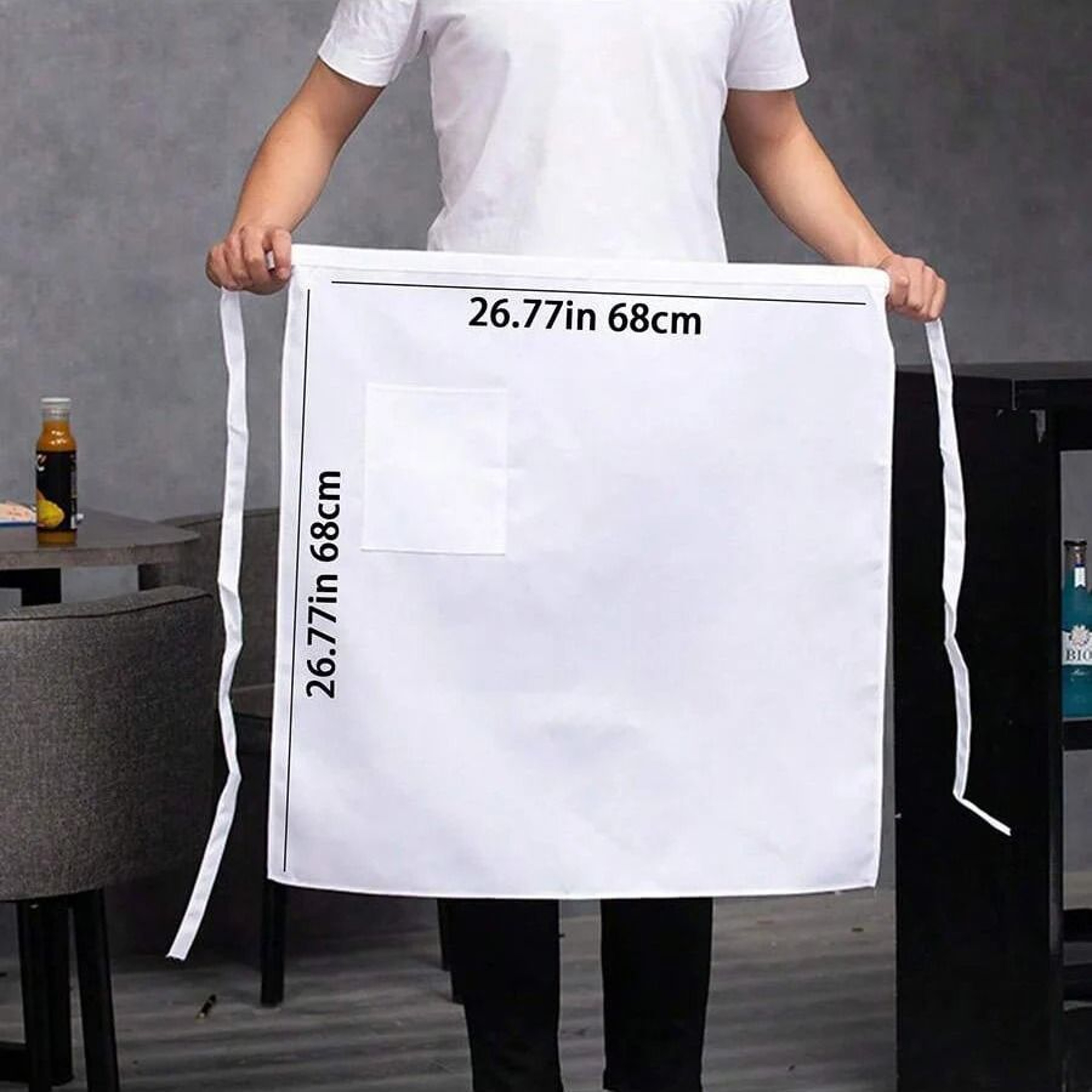 Black Half Apron With Pockets For Chef Waiter And Restaurant Use 5