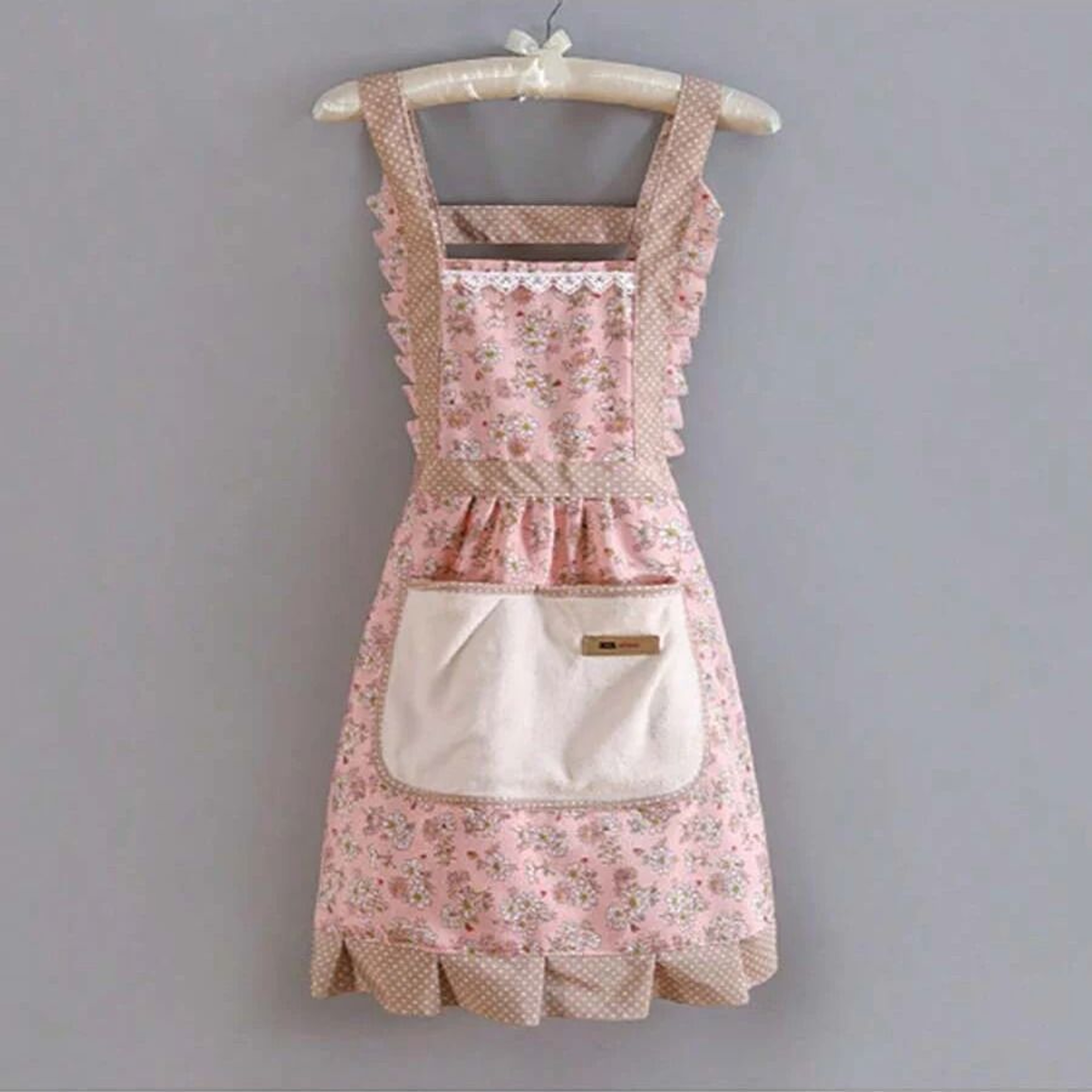 Canvas Floral Kitchen Apron With Hand Wipe Oil And Stain Resistant Design 1
