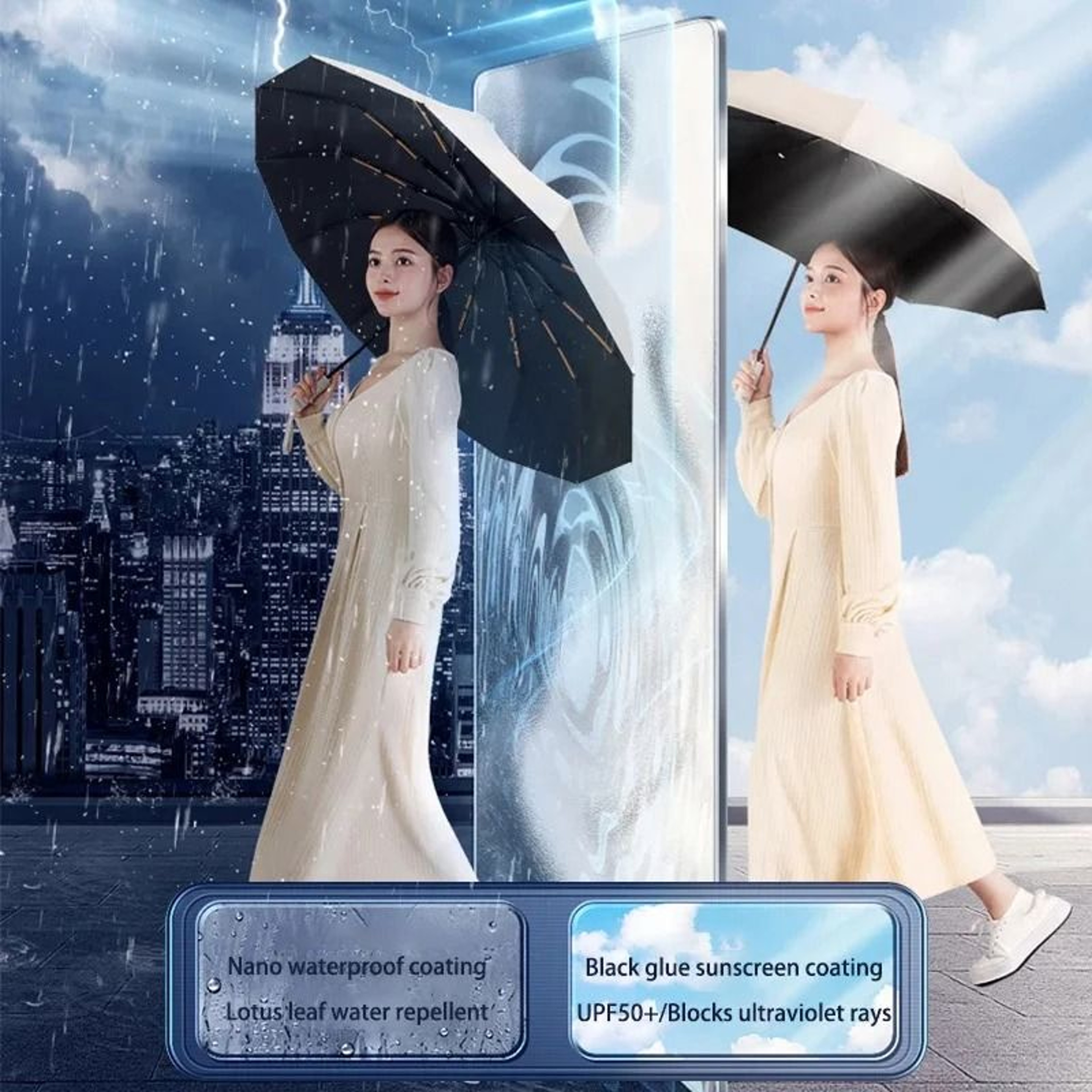 Large Automatic Windproof Travel Umbrella Waterproof Sun And Rain Protection 7
