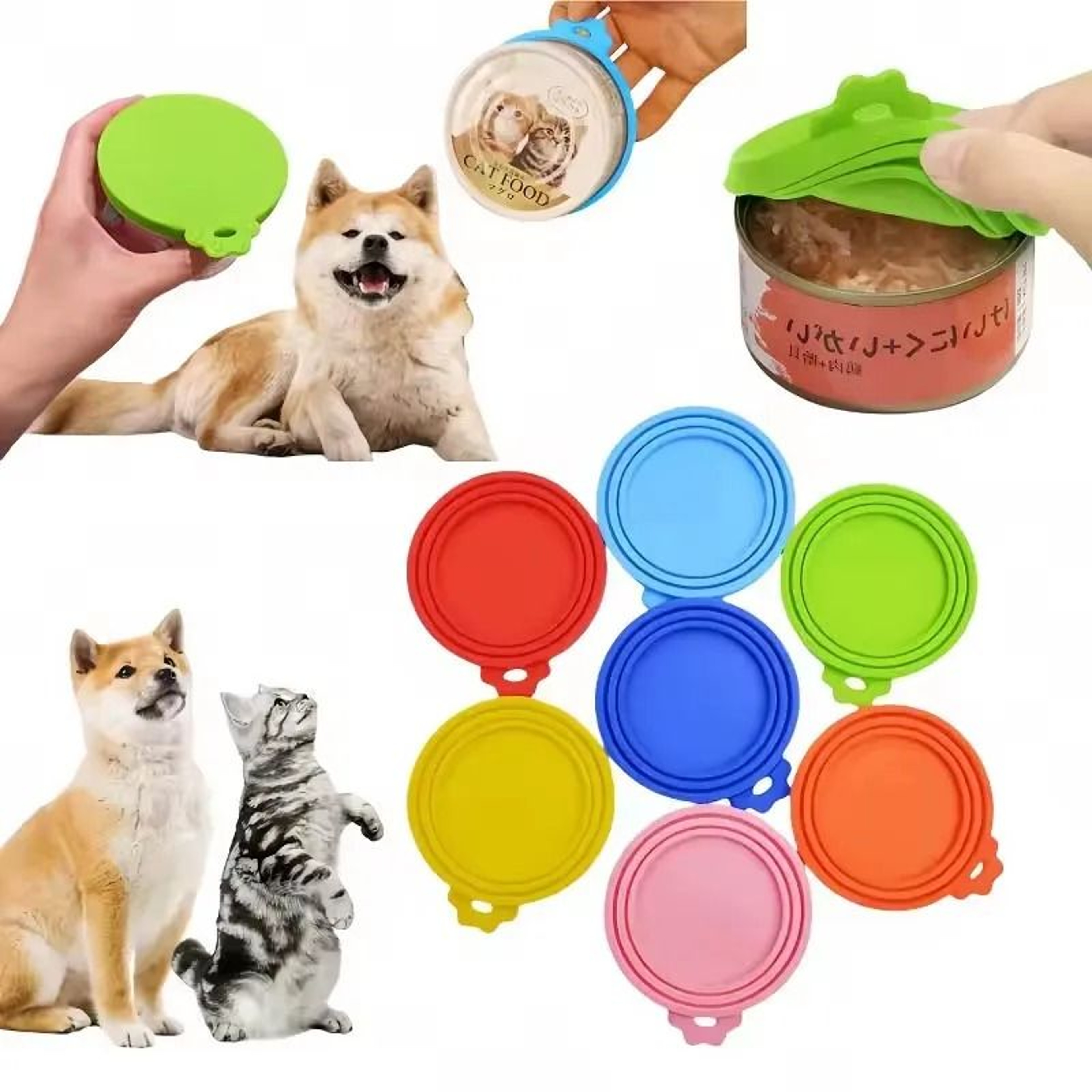 Reusable Silicone Pet Food Jar Lids For Dog And Cat Food Storage 14