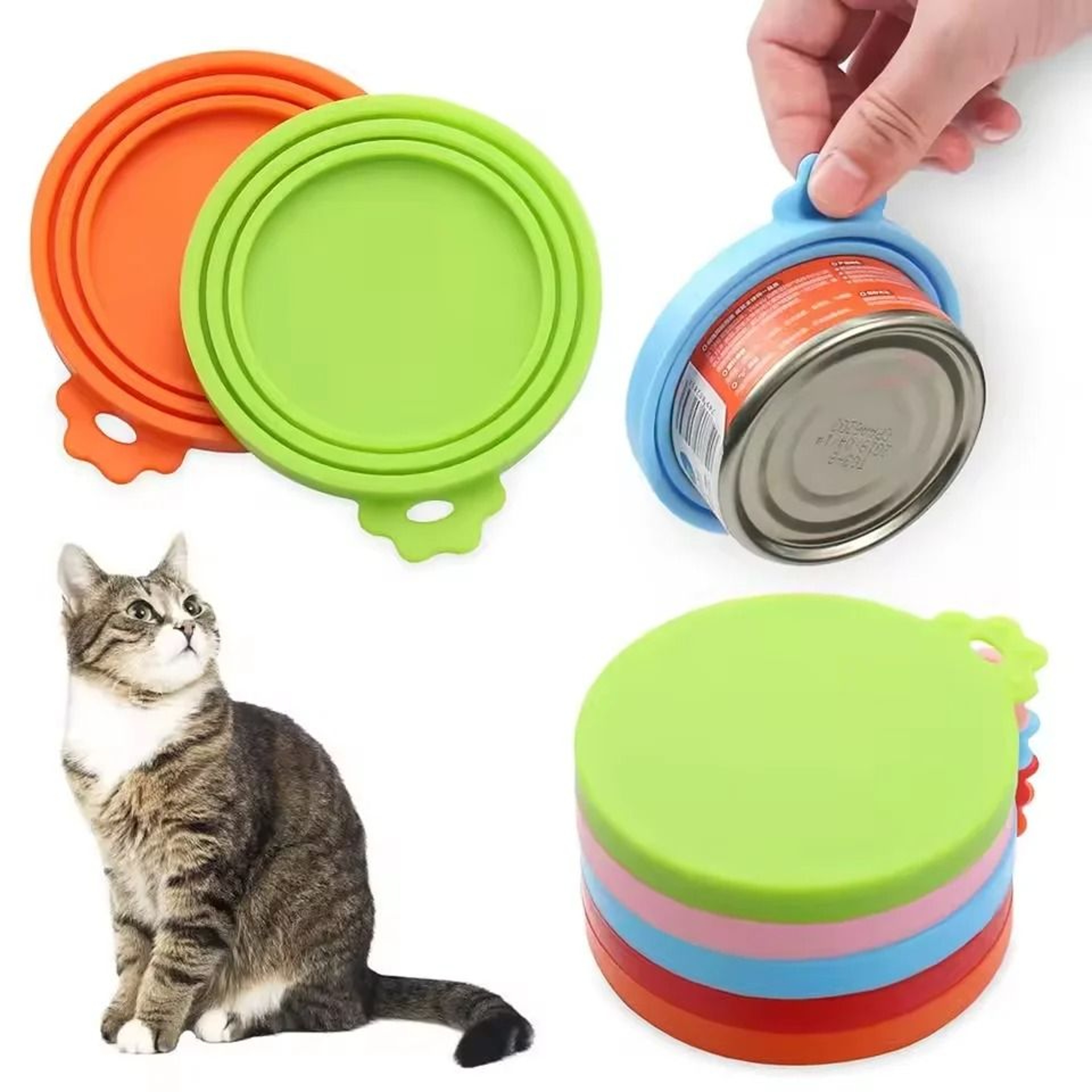 Reusable Silicone Pet Food Jar Lids For Dog And Cat Food Storage 15