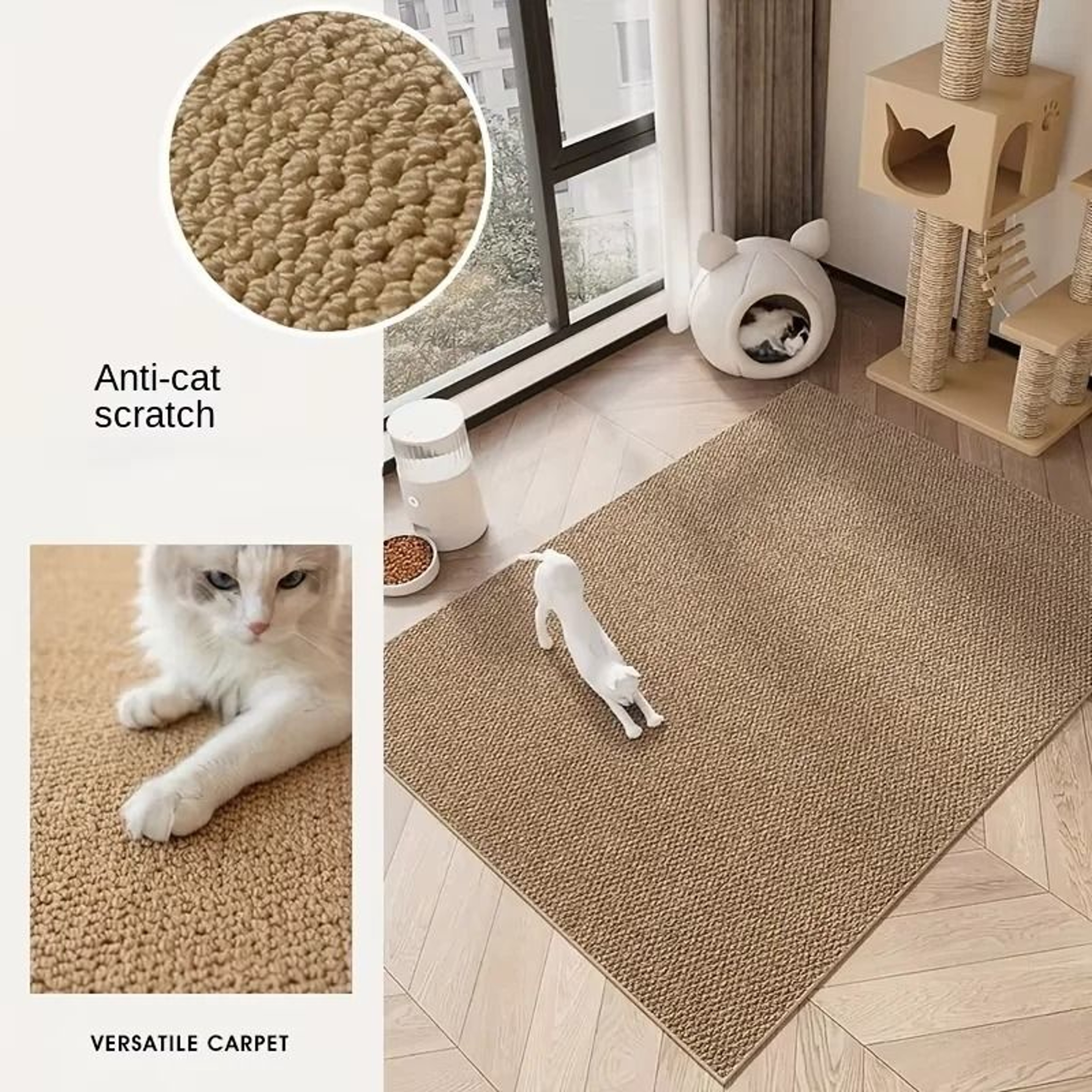 Imitation Sisal Cat Scratching Mat Non Slip Cut To Size Pineapple Design 6