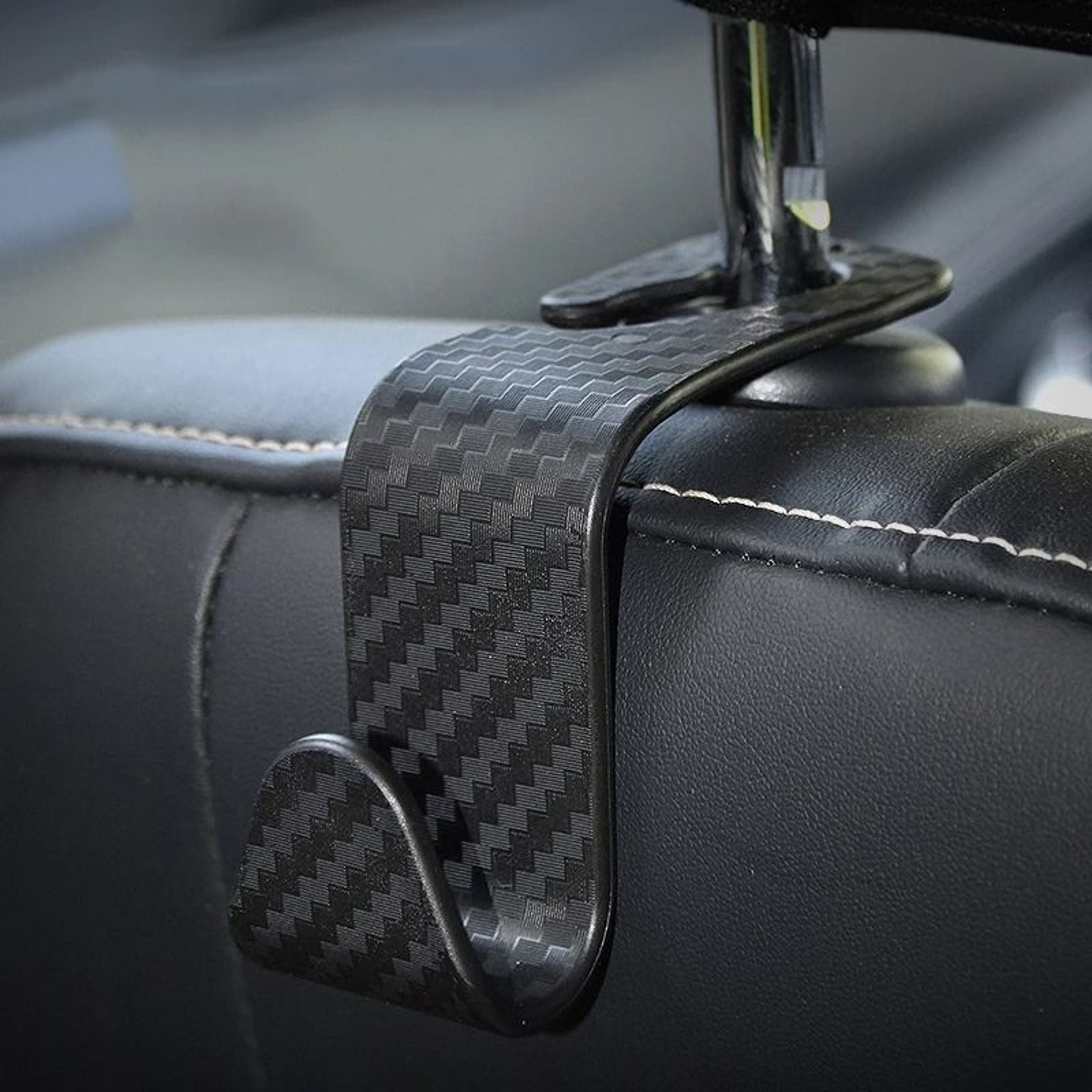 Carbon Fiber Car Seat Headrest Hooks Storage Hanger Organizer 4 Pack 9