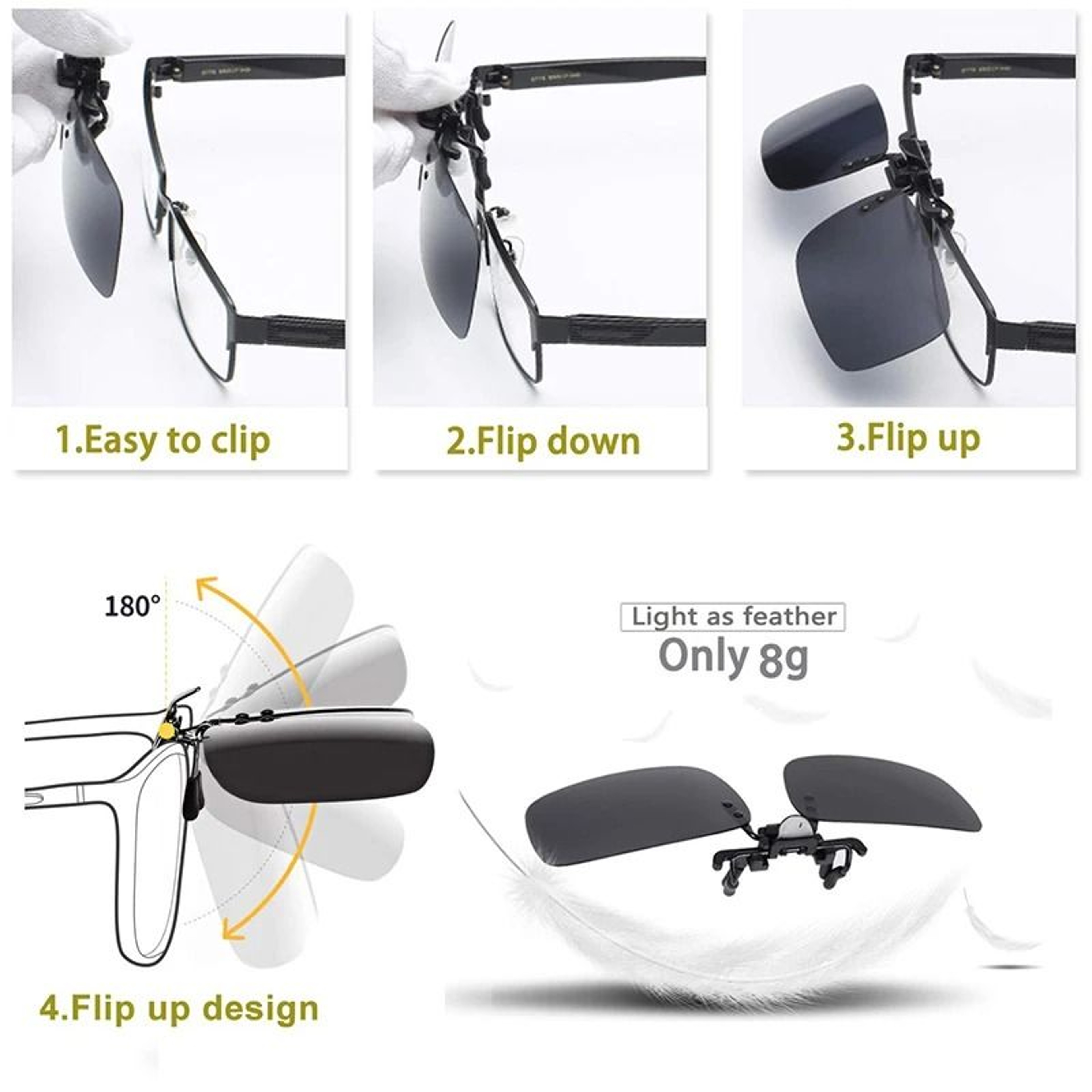 Polarized Clip On Sunglasses For Driving Night Vision Lens 14