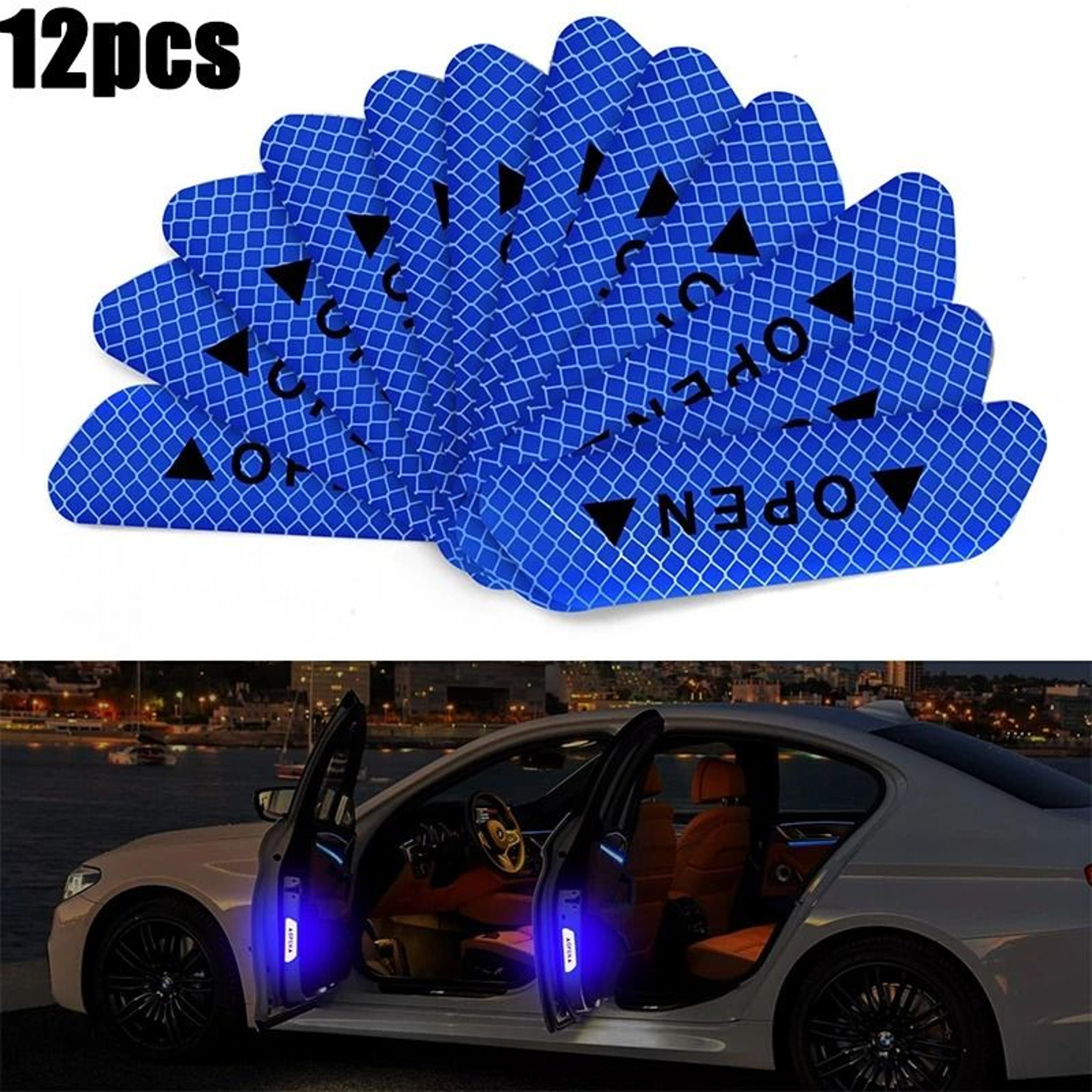 Reflective Car Door Stickers Safety Opening Warning Tape Decals 12 Pack 3