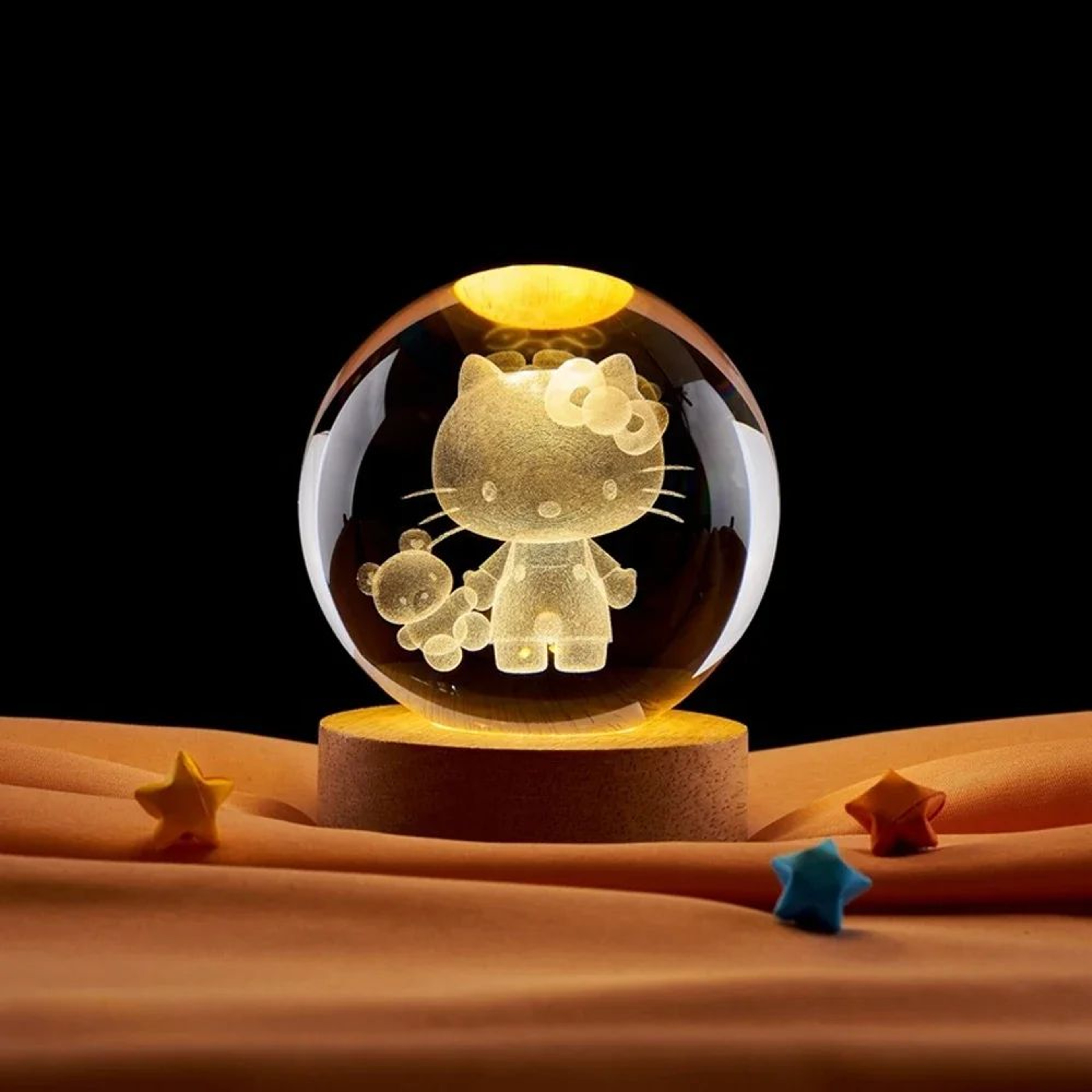 Bedroom night lamp featuring Stitch in crystal