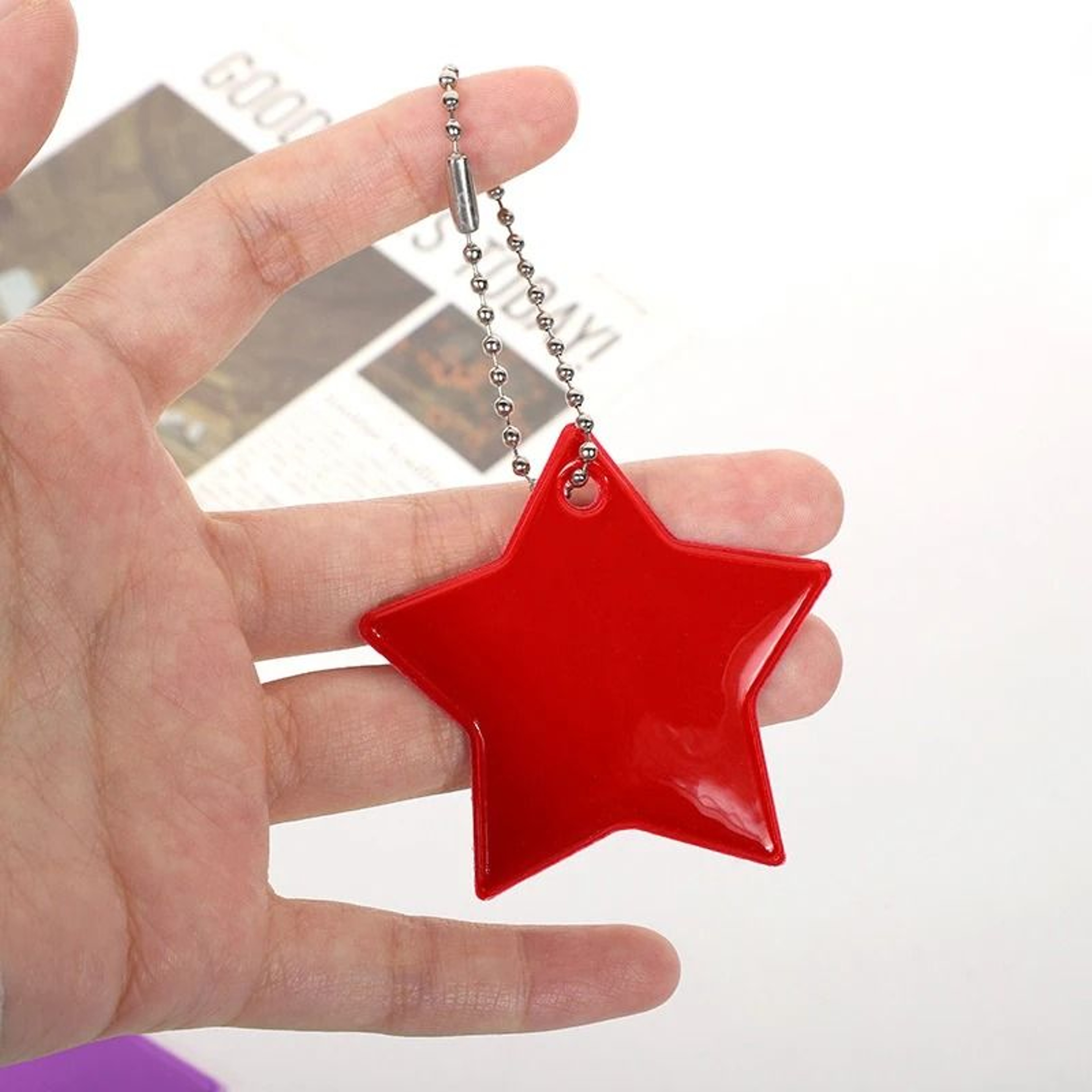 Star Shaped Safety Reflective Keychain Pendant For Kids Bags And Wheelchairs 16