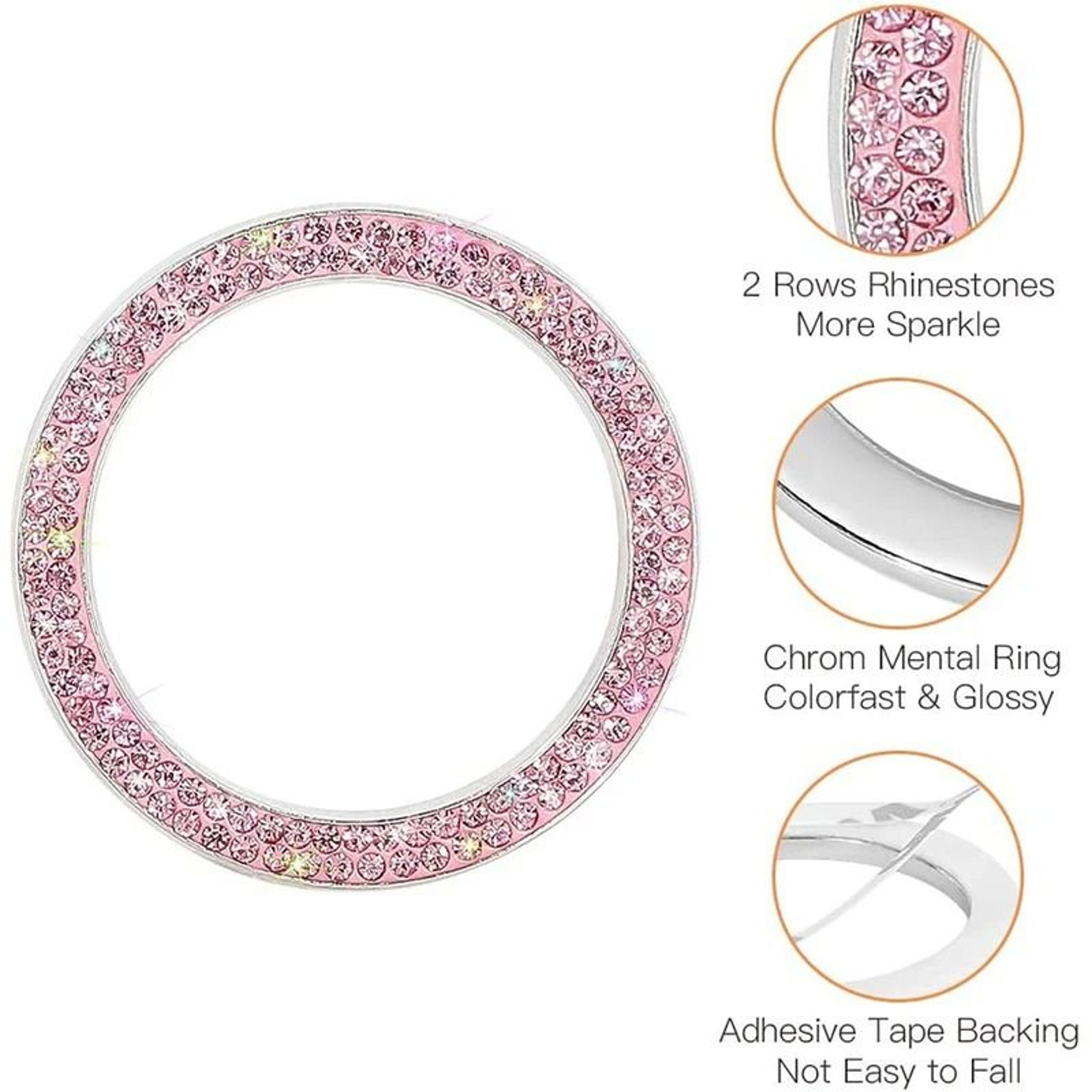 Crystal Rhinestone Engine Start Button Ring Car Interior Bling Decoration 7