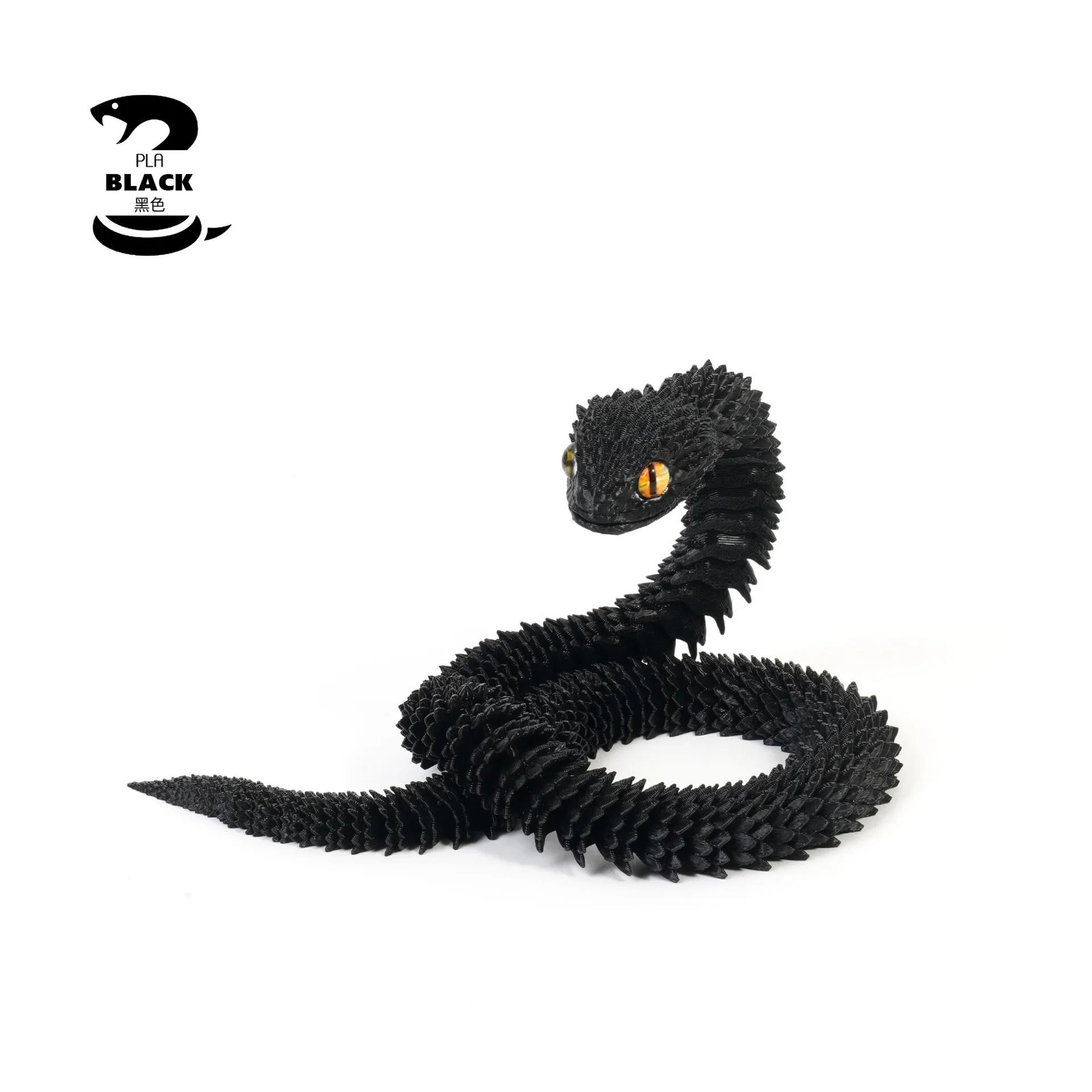 3D Printed Articulated Snake Figure Bush Viper Dragon Toy 3