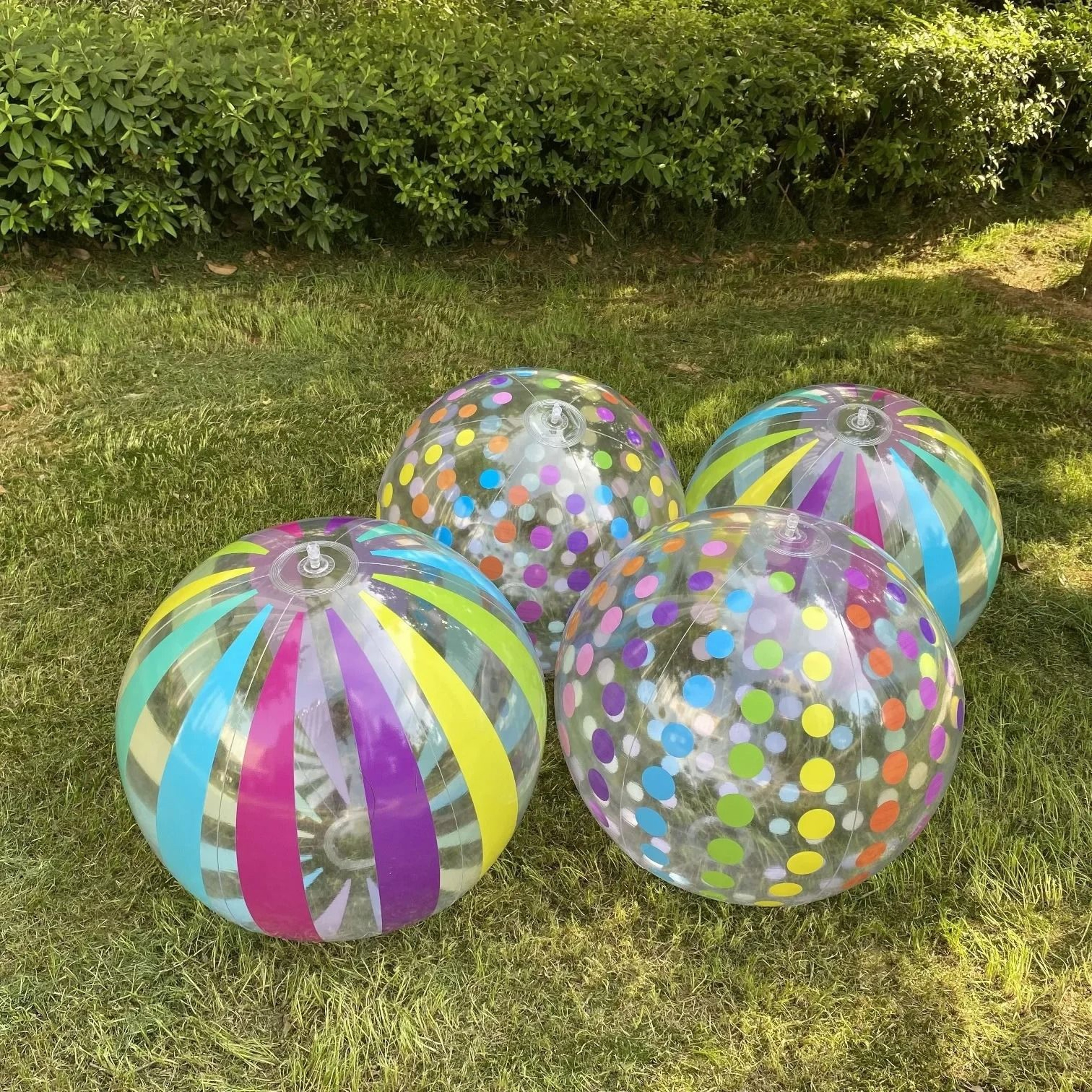 106 Inch Transparent Striped Inflatable Beach Ball For Pool And Party Fun 7