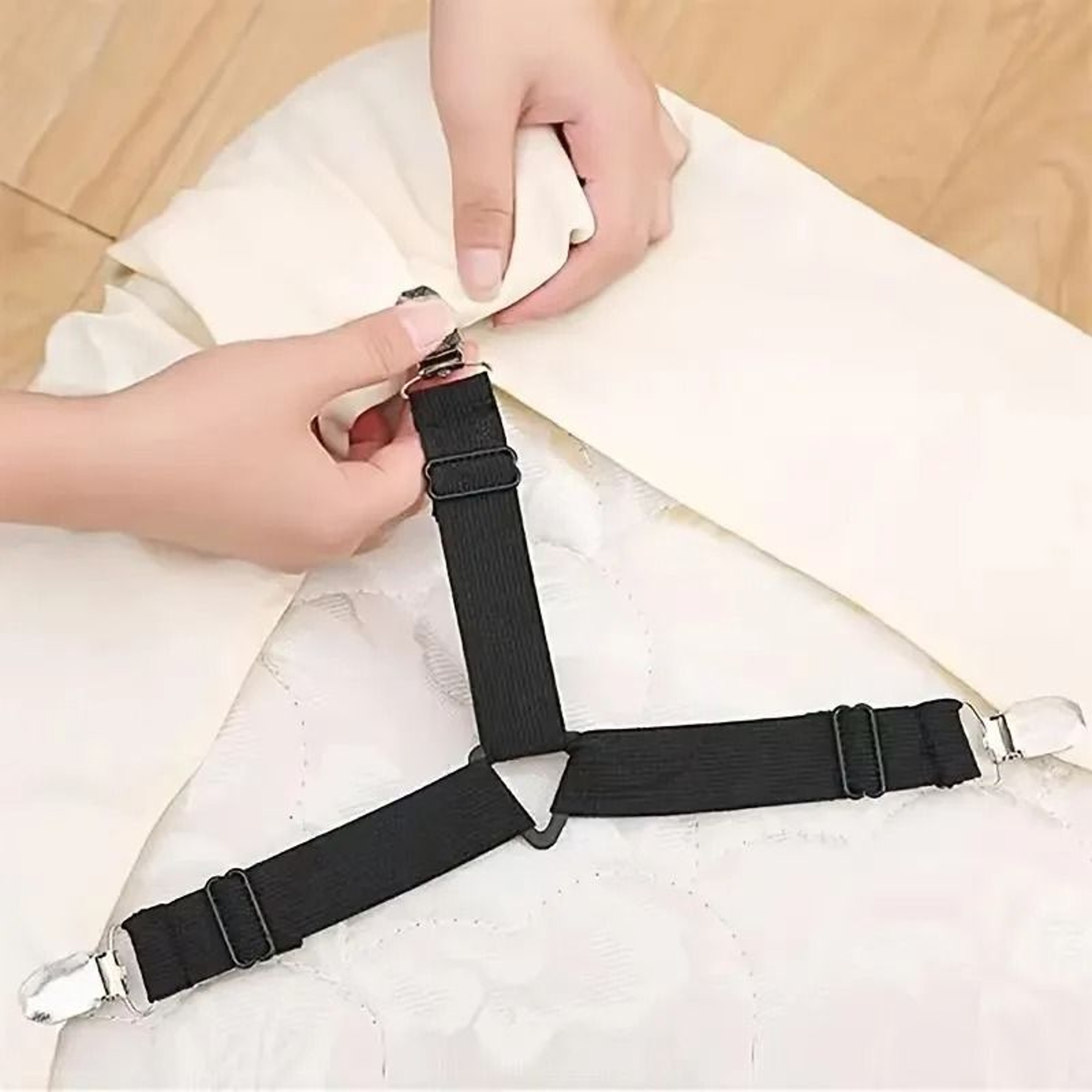 Adjustable Bed Sheet Fasteners Elastic Anti Slip Mattress Clips Set Of 4 7