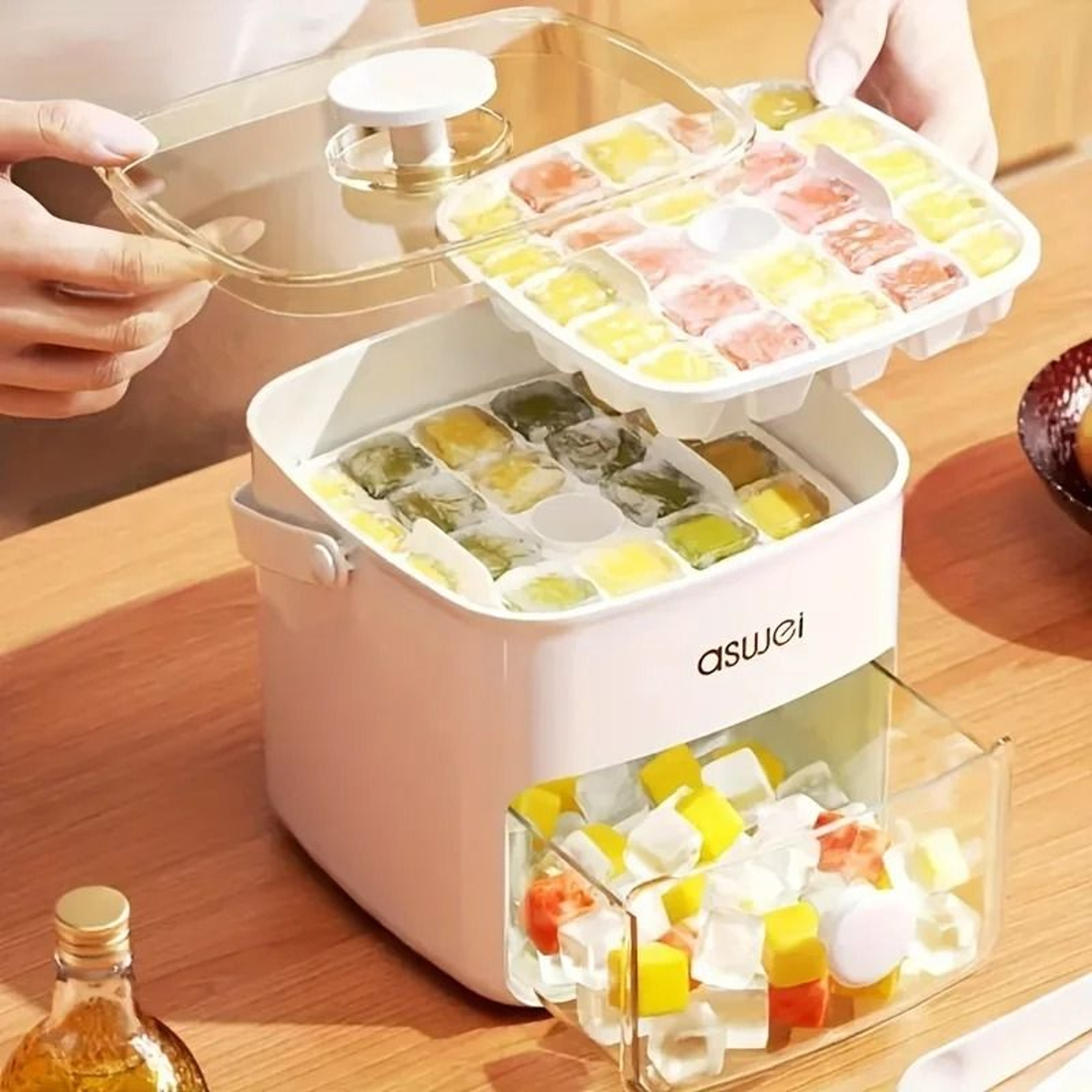 Large Capacity Ice Cube Tray With Easy Press Lid 48 Block Food Grade Mold 2