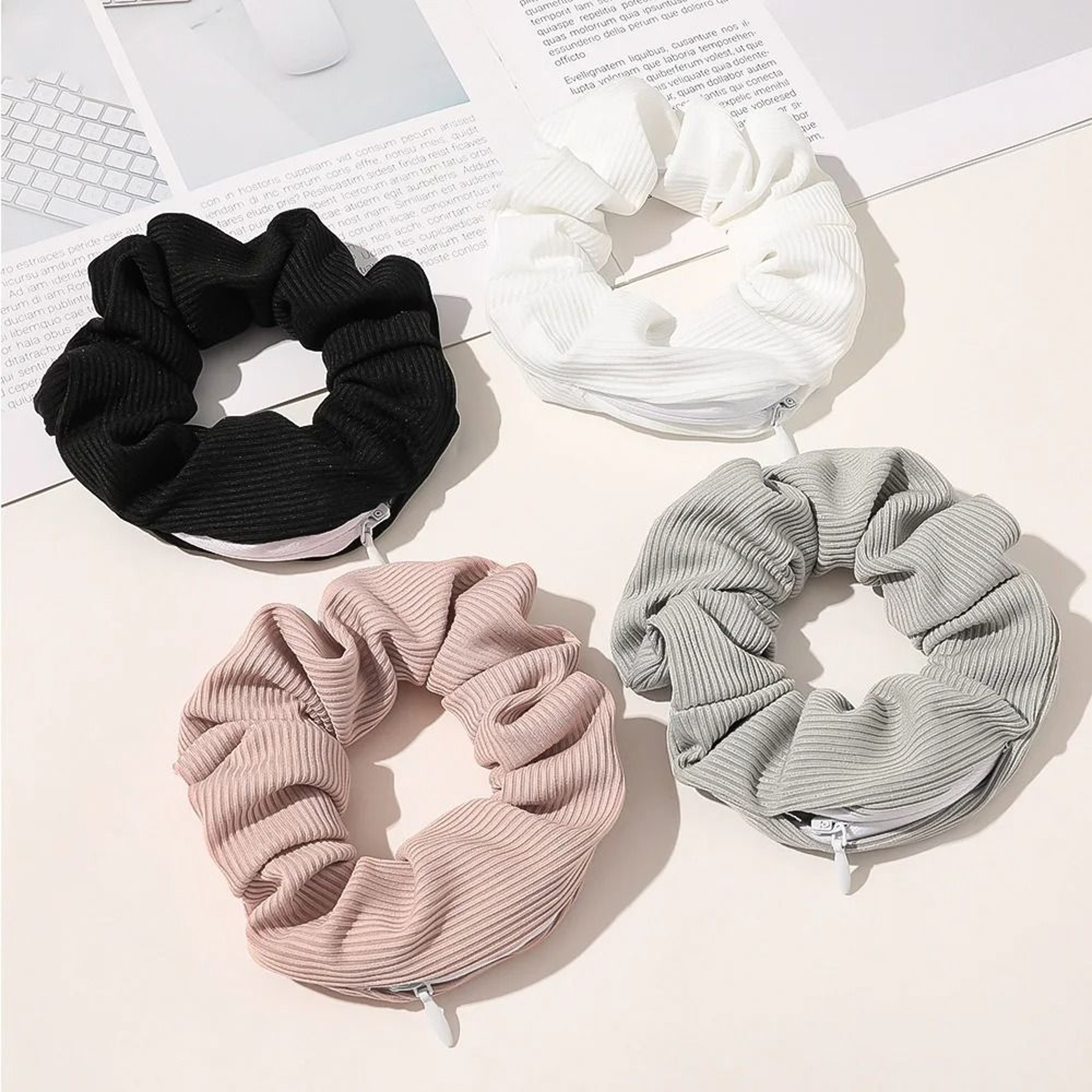 Hidden Zipper Hair Scrunchie Safe Portable Storage For Cash And Jewelry 0
