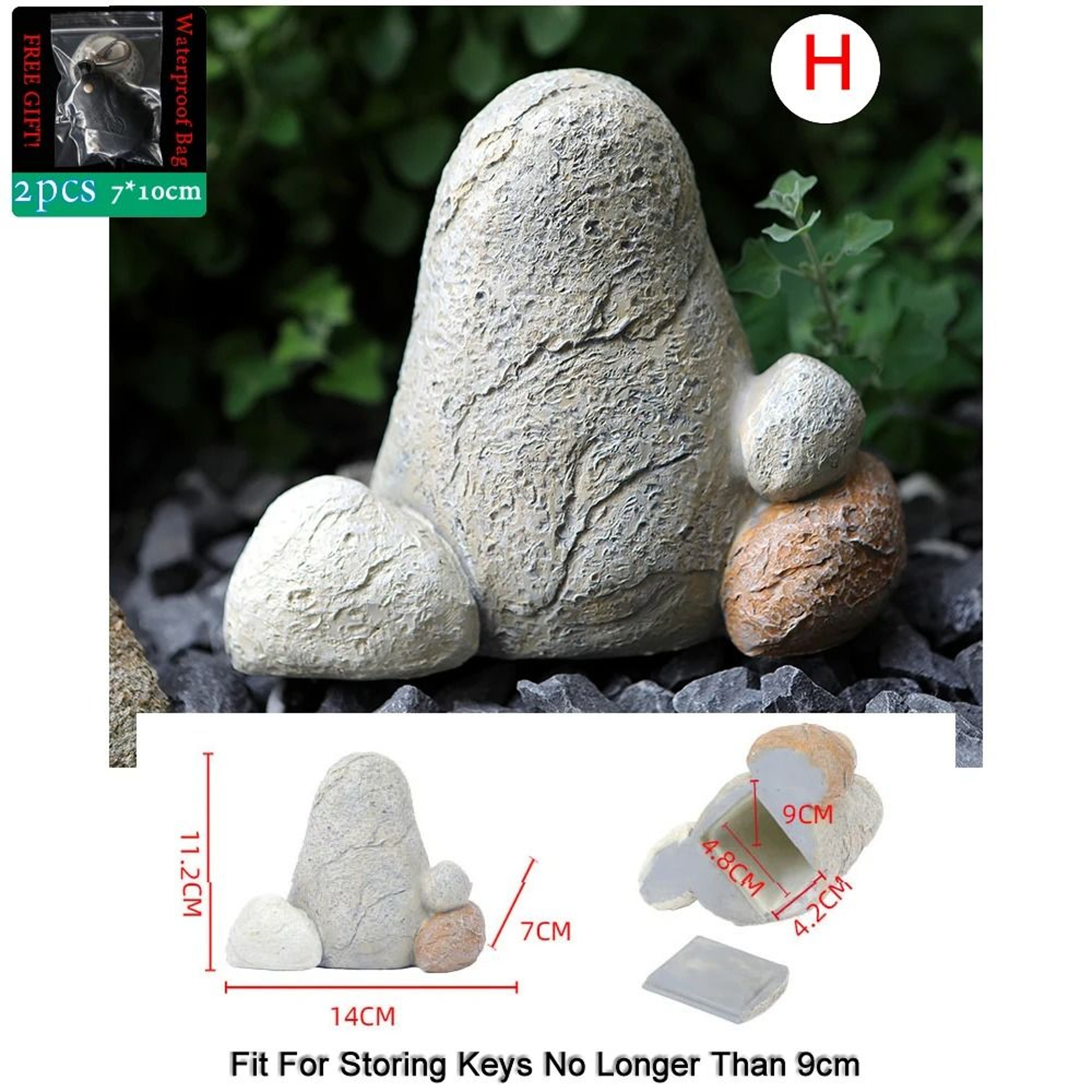 Stone Shape Hidden Key Safe Box With Secret Storage Compartment 8
