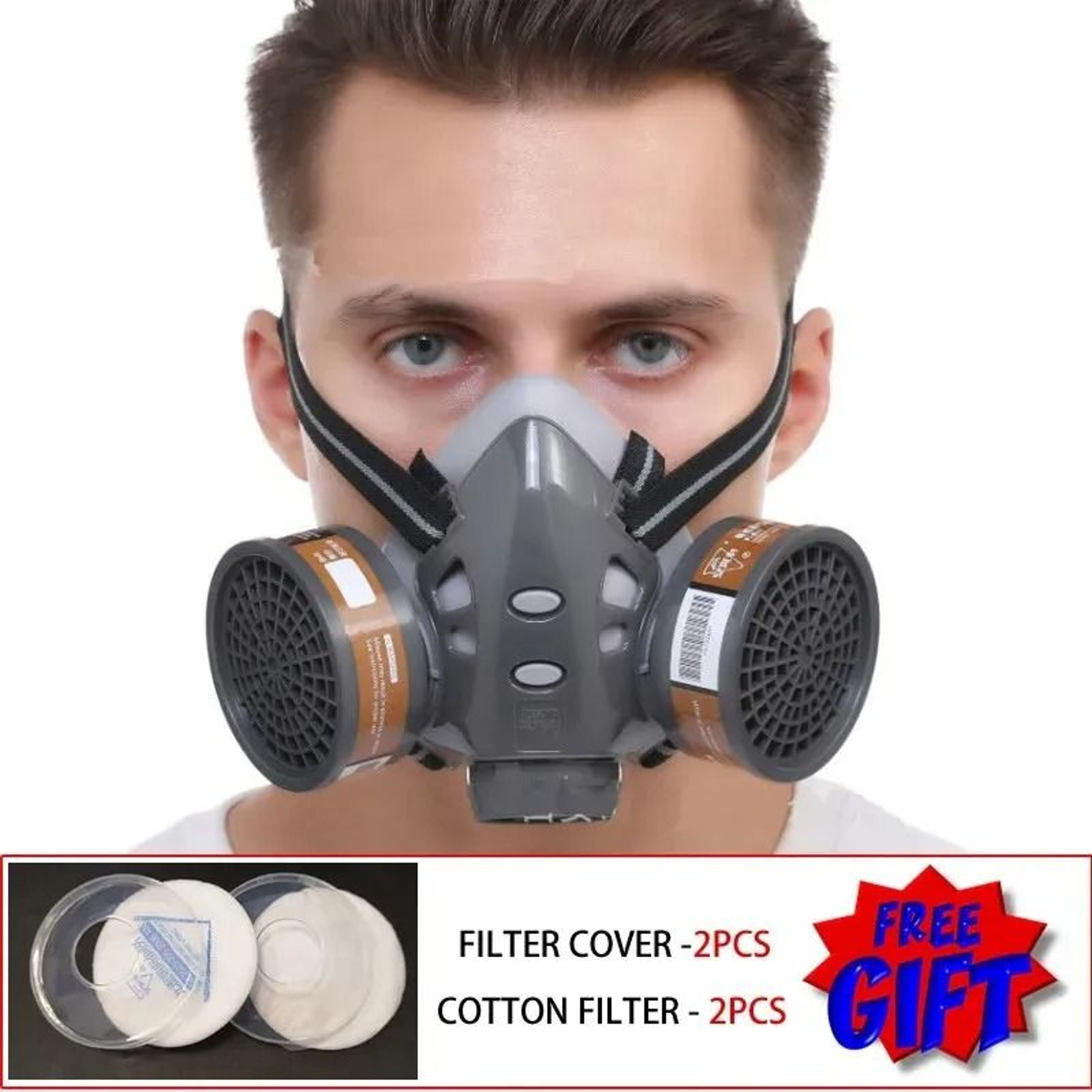 Half Face Respirator Mask With Dual Filters For Dust And Gas Protection 7