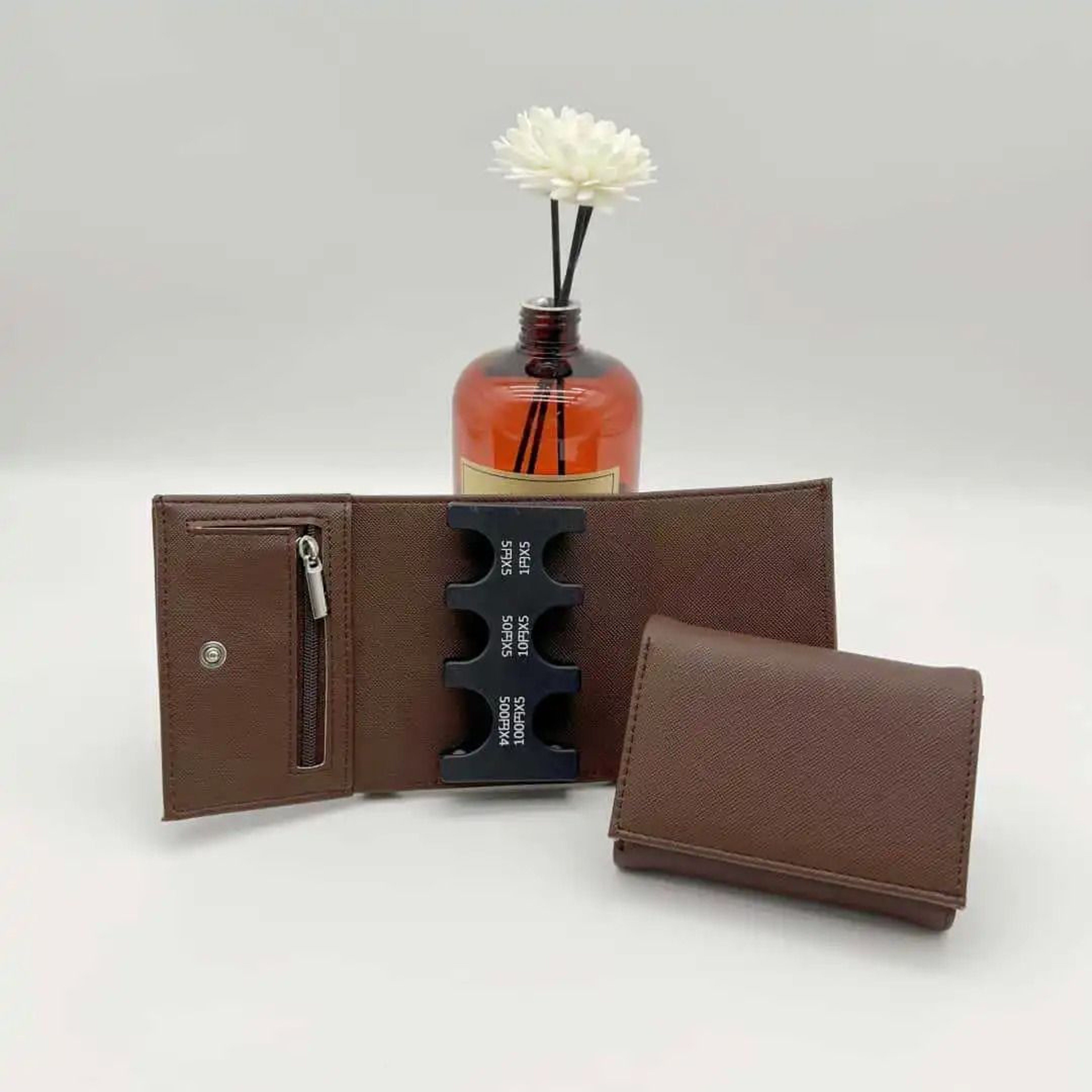 Portable Coin Clip Wallet Tri Fold Card Case With Loss Prevention Design 1