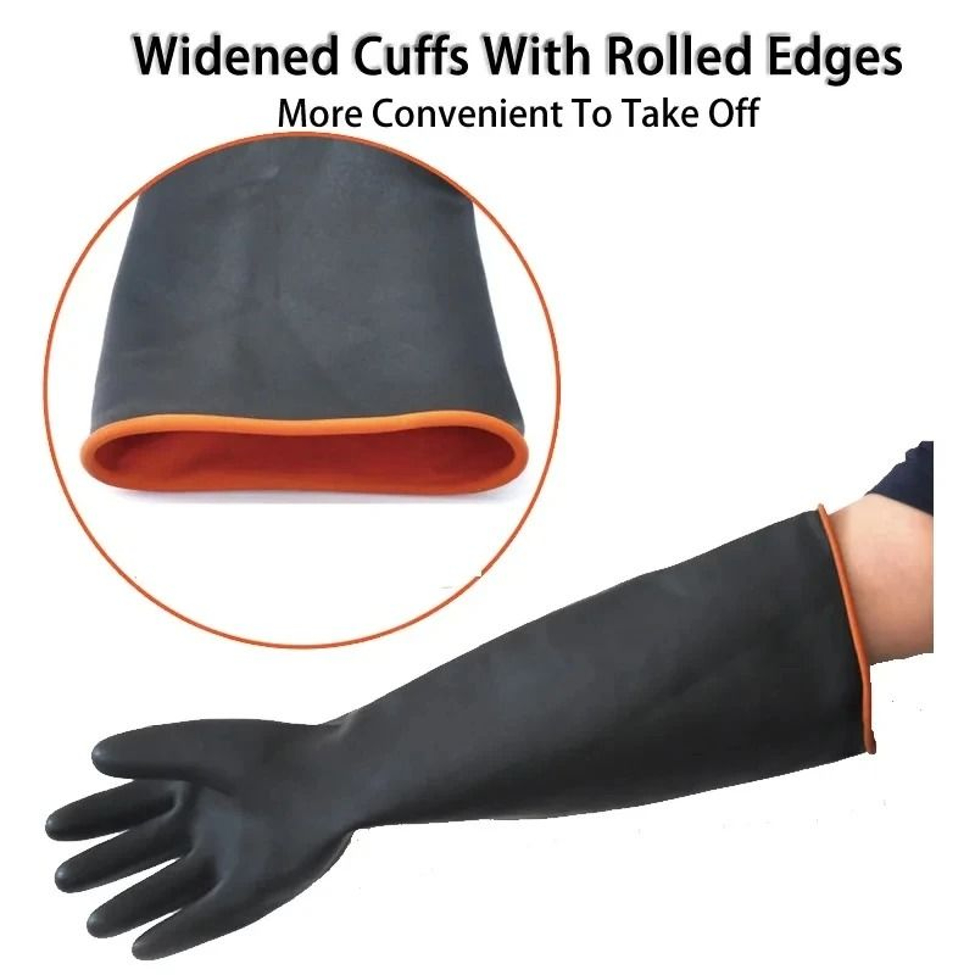 Heavy Duty Chemical Resistant Latex Work Gloves Acid Alkali Oil Protection 0