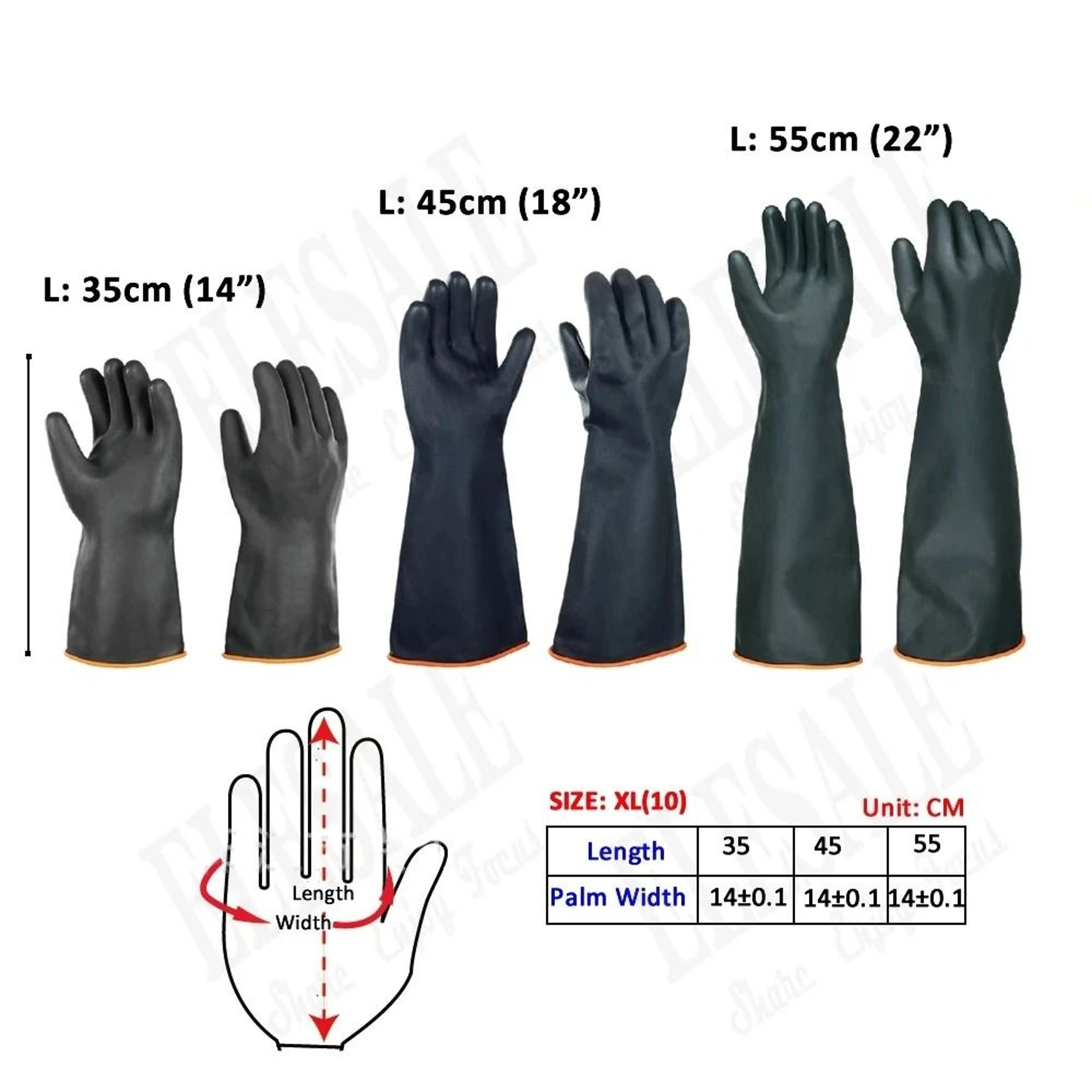Heavy Duty Chemical Resistant Latex Work Gloves Acid Alkali Oil Protection 11