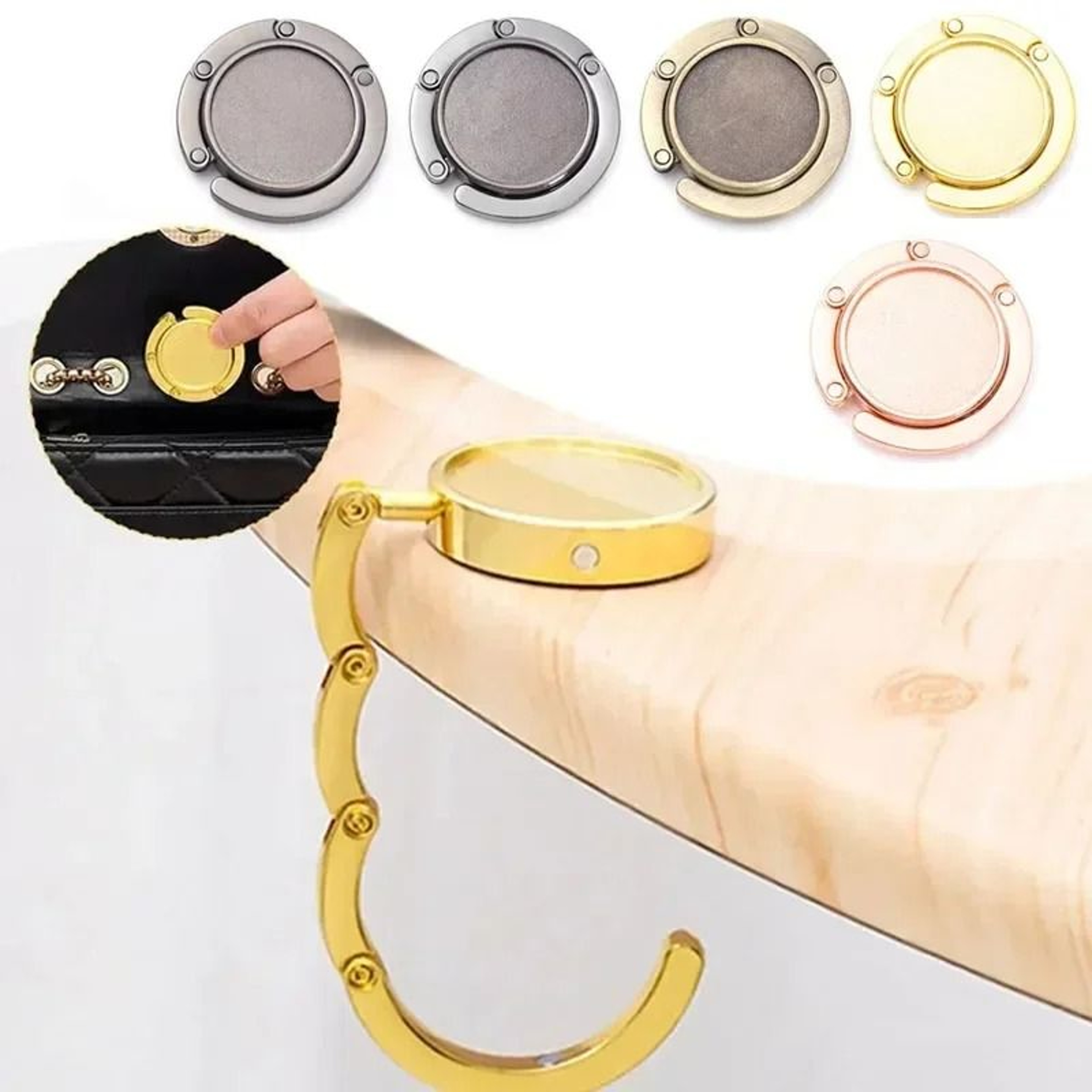 Portable Folding Handbag Holder Hook For Table And Travel Use 14