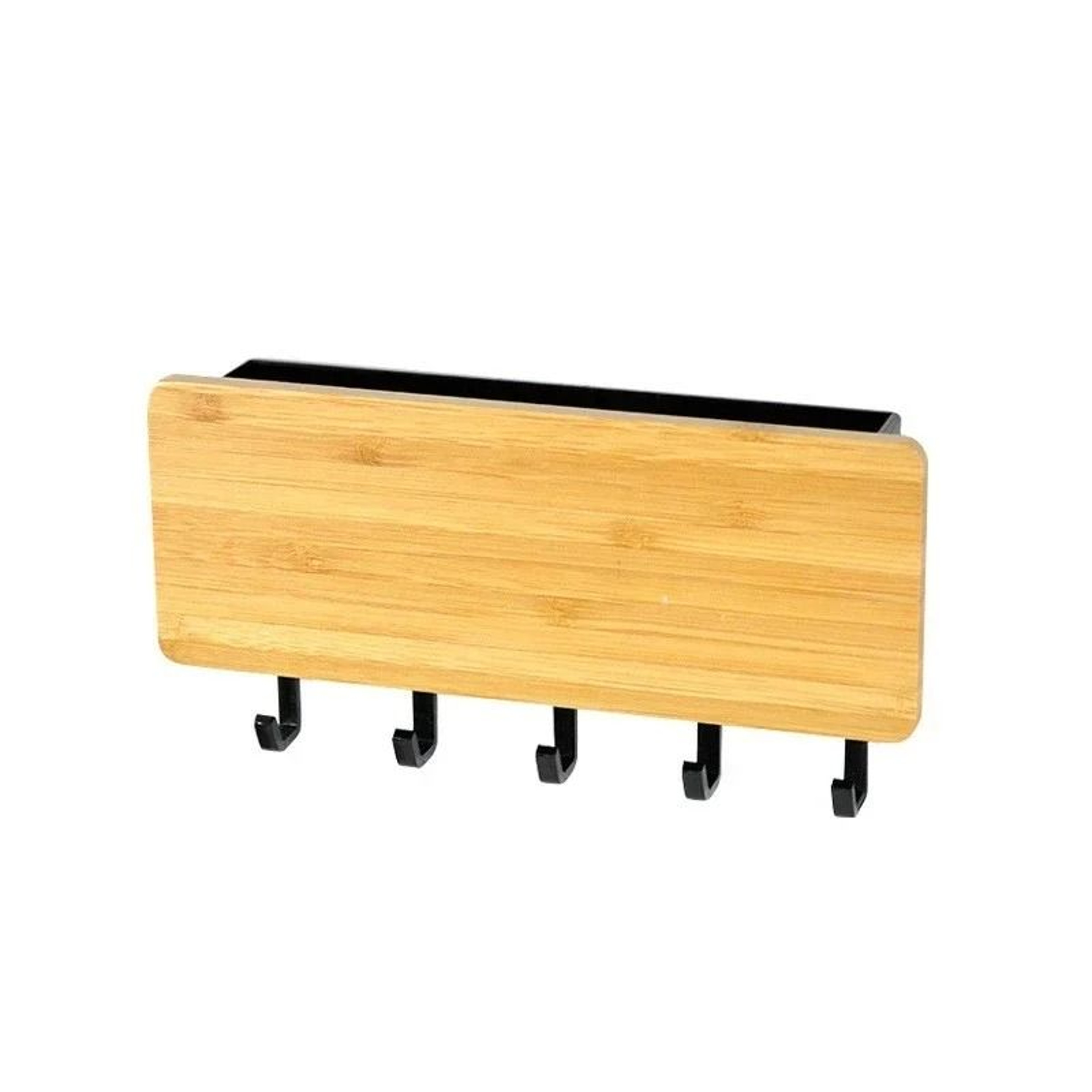 Wall Hanging Bamboo Key Hanger Organizer With Hooks For Entryway 0